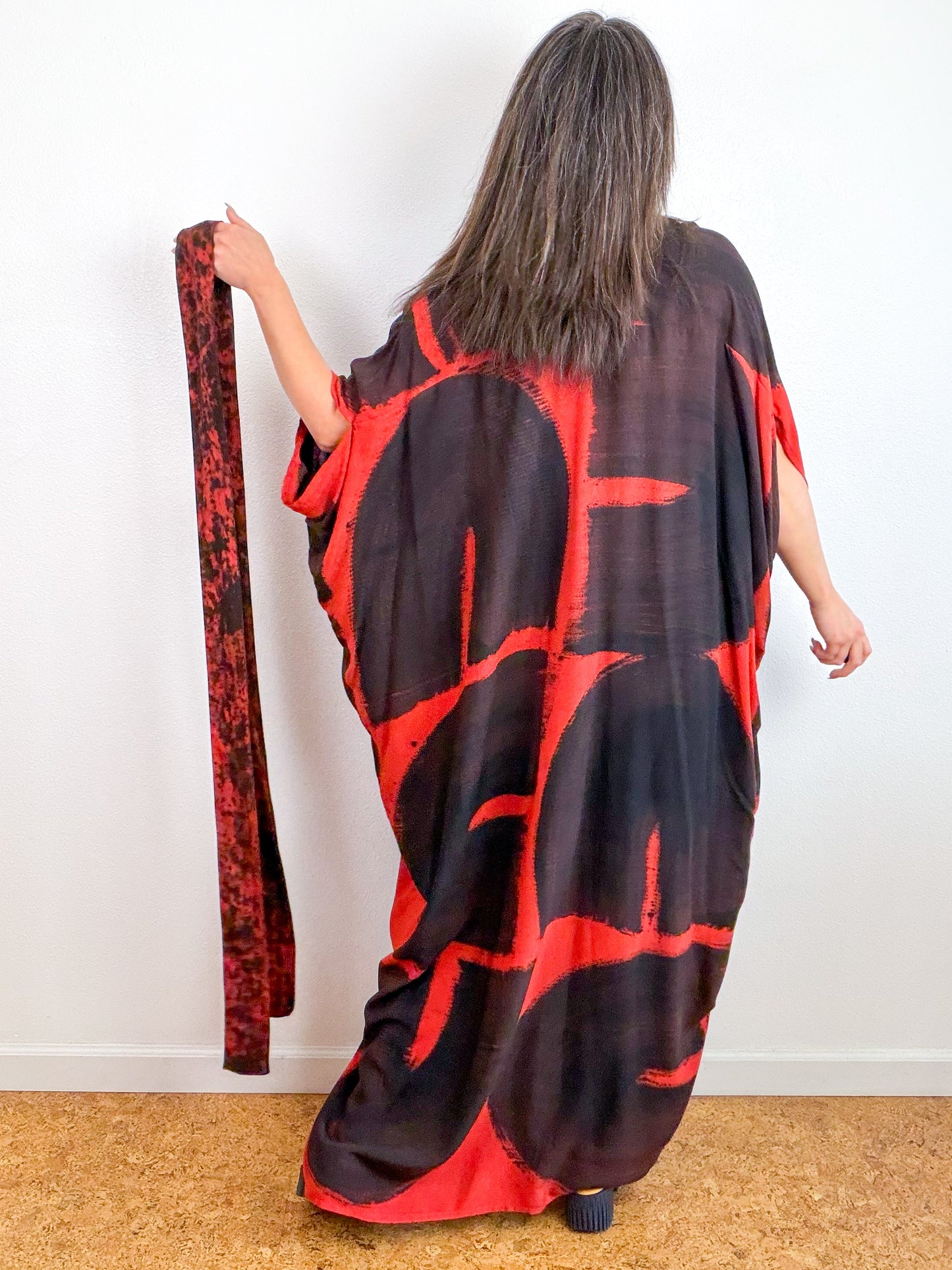 Hand-Dyed High Low Kimono Rust Black Arc