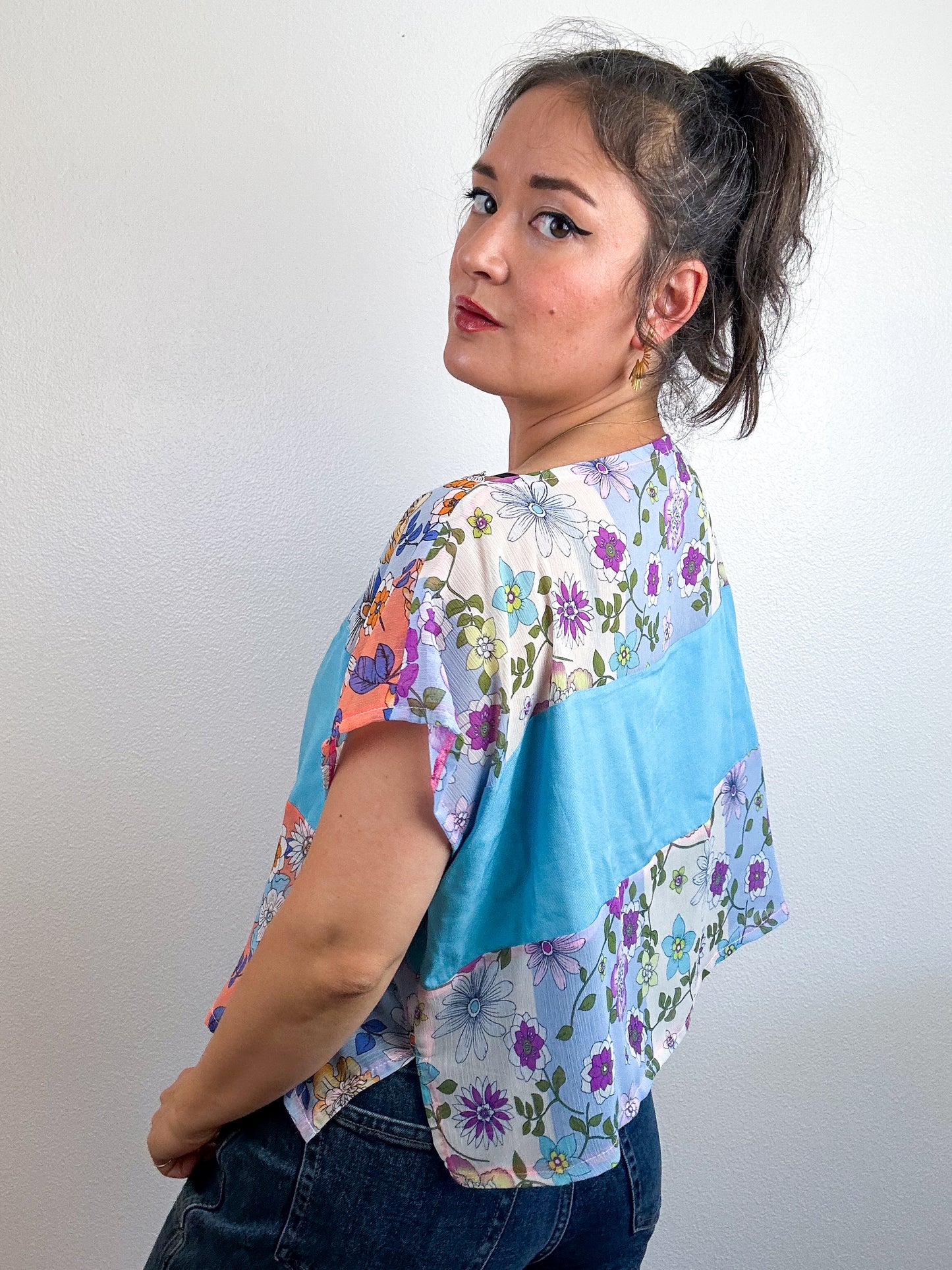 Scrappy Crop Pastel Floral Aqua