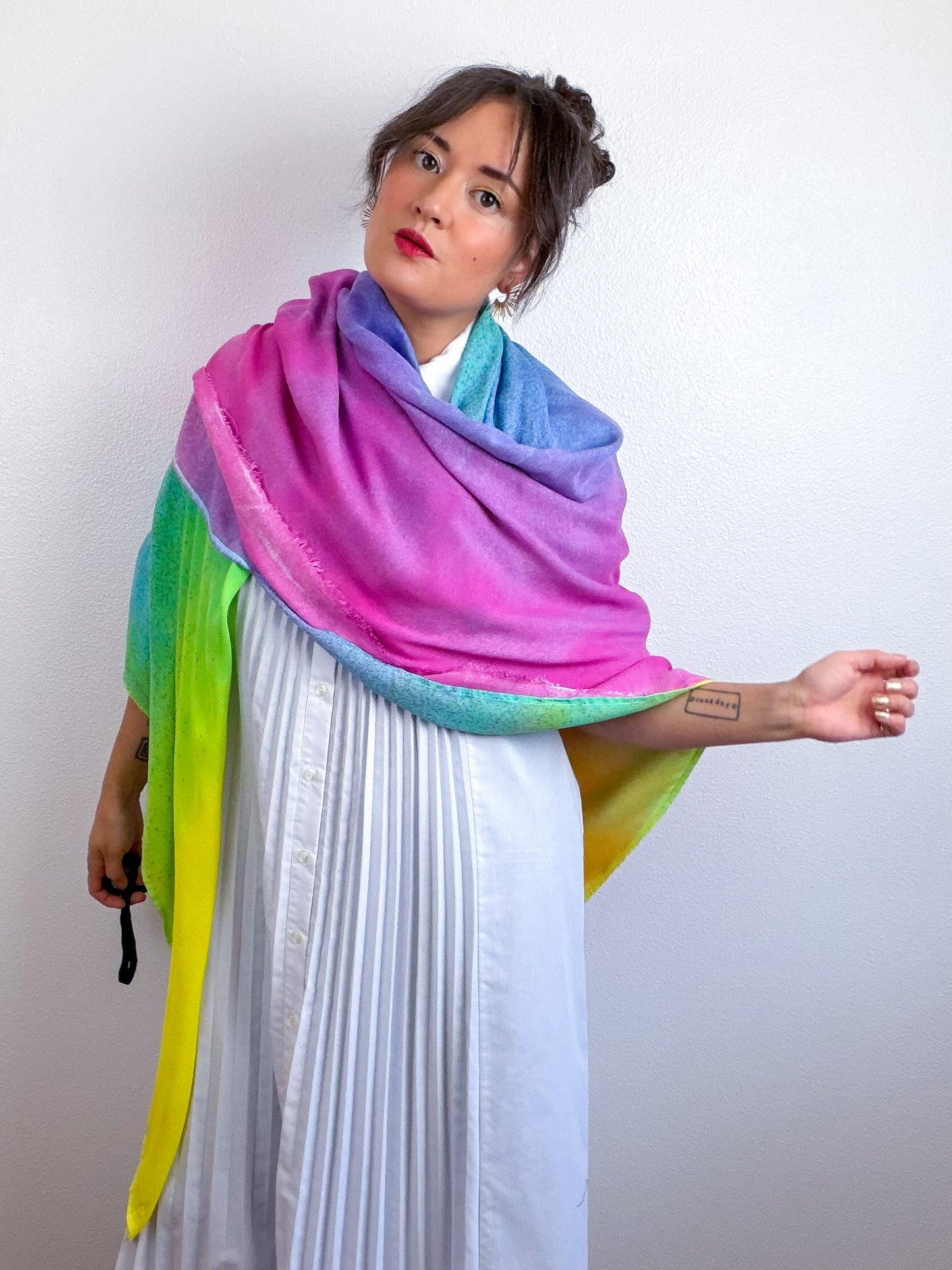 Hand-Dyed Bamboo Scarf Funfetti C