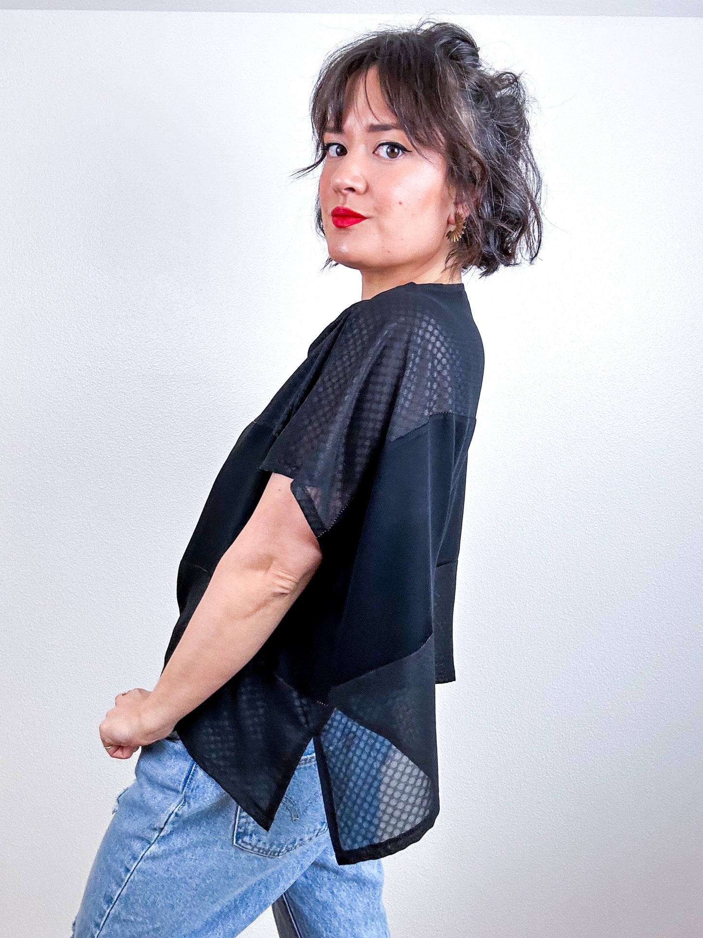 Scrappy Crop Black Dots Chiffon