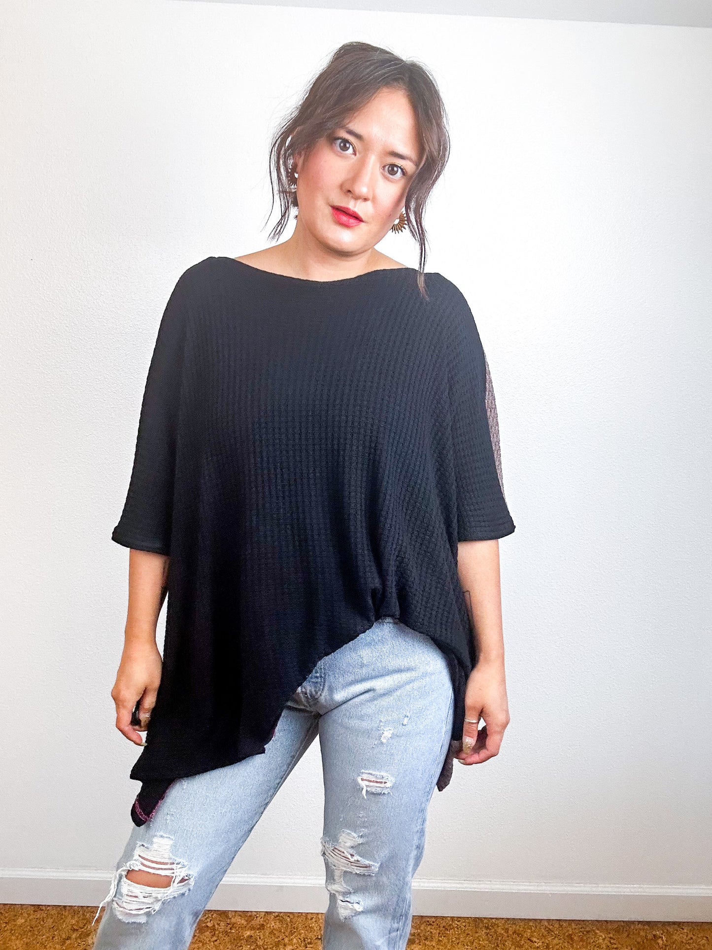 Oversize Flip Sweater Black Taupe