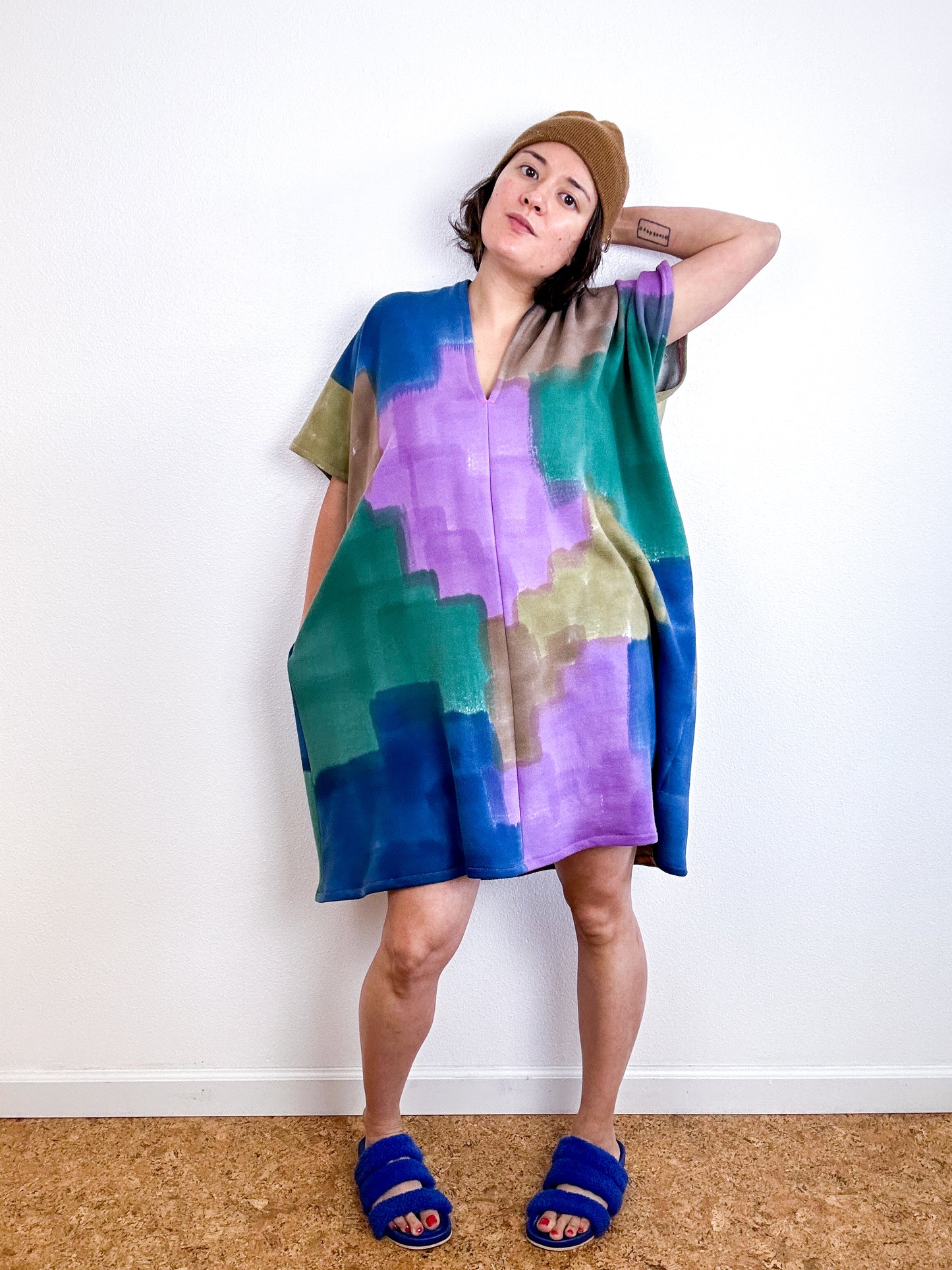 Oversized Hand-Dyed Sweatshirt Smock Dress Brick Rabanal