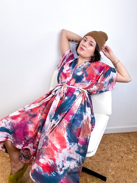 Hand-Dyed High Low Kimono Watercolor Pamplona
