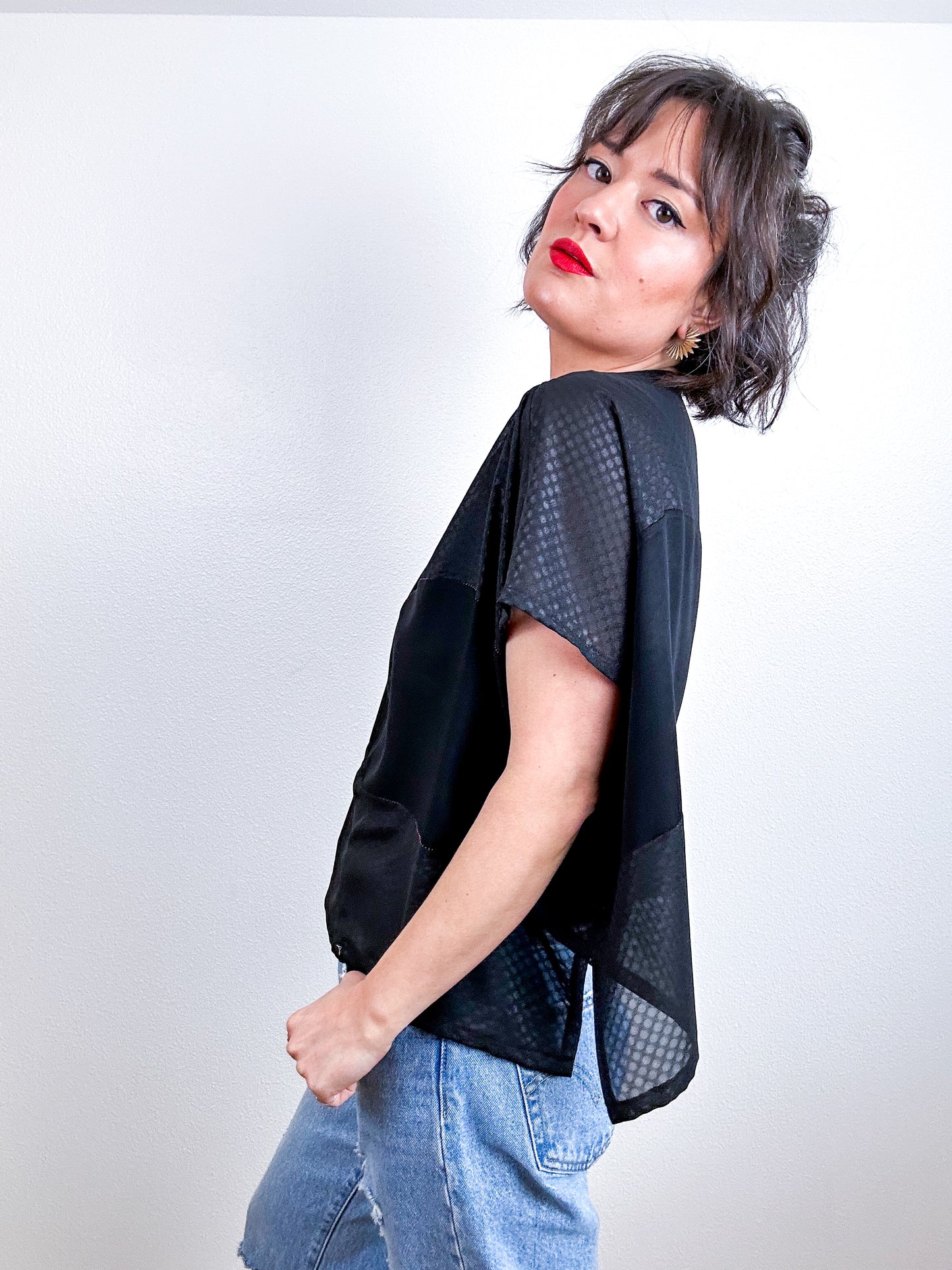 Scrappy Crop Black Dots Chiffon