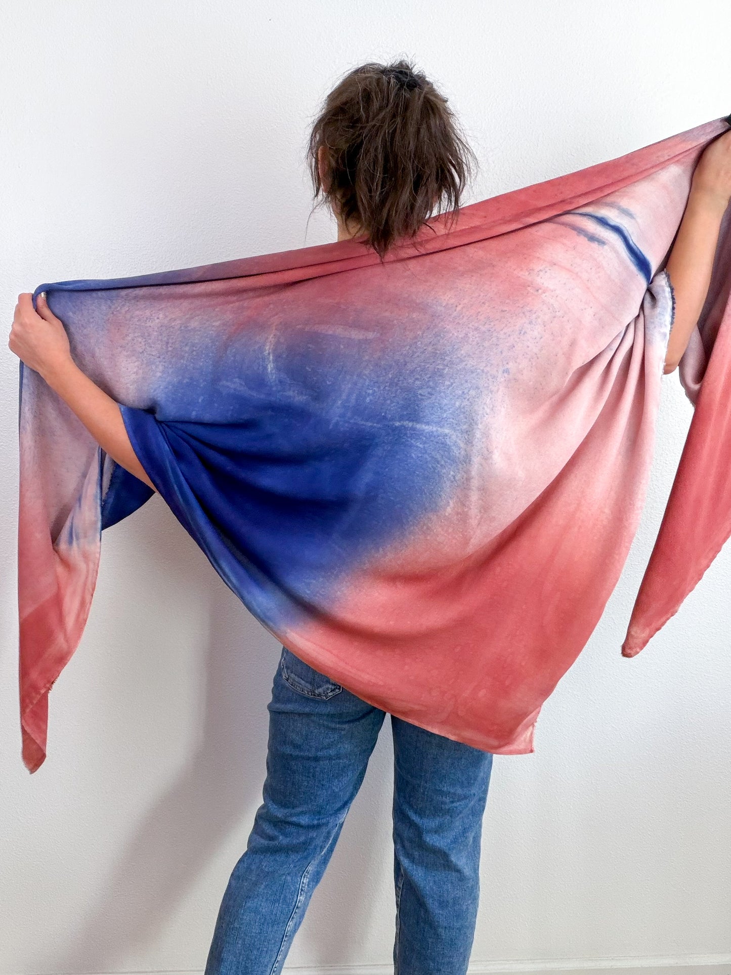 Hand-Dyed Bamboo Scarf Midnight Blush Terracotta Gradient