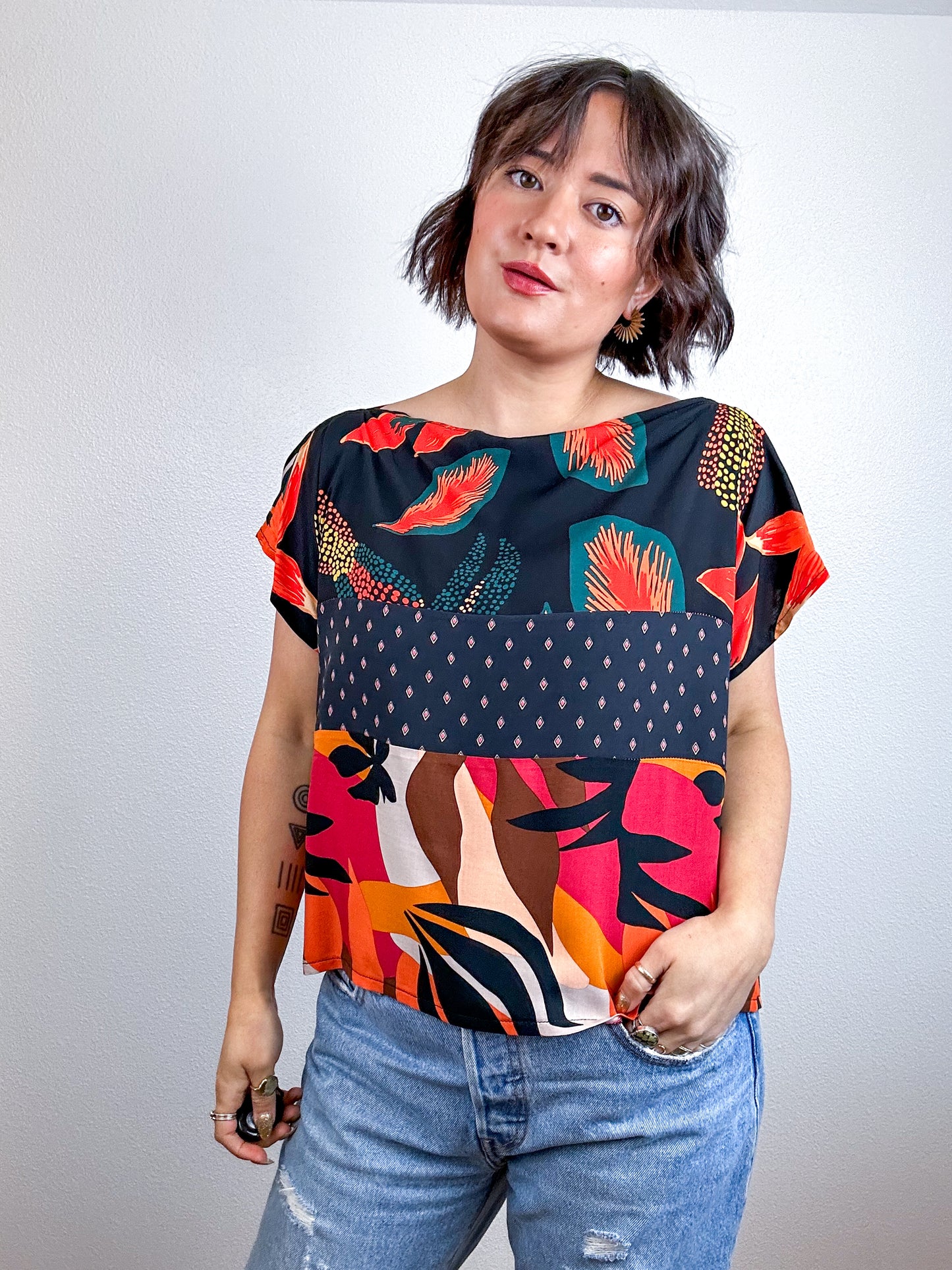 Scrappy Crop Black Tropical Mix 1 No