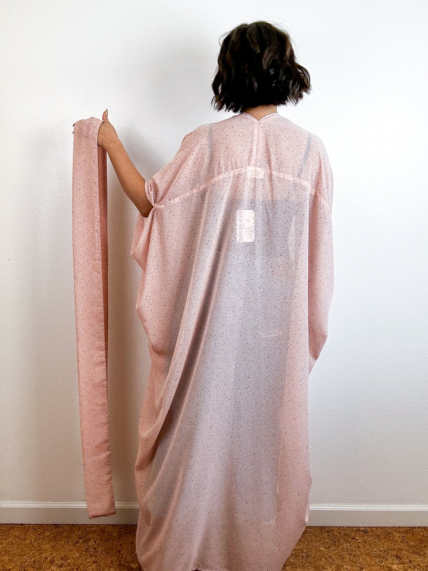 Print High Low Kimono Blush Confetti Chiffon
