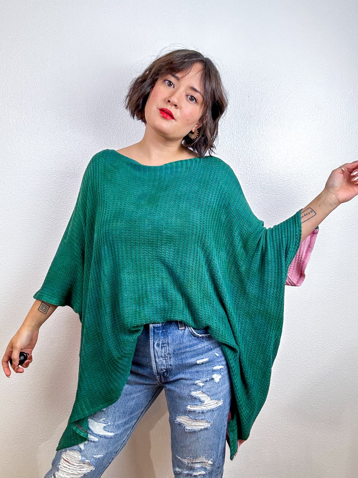 Oversize Flip Sweater Forest Powder Pink