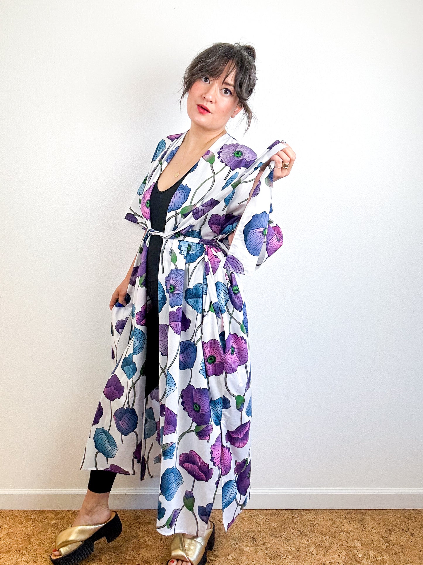 Print Duster Kimono Royal Poppy Cotton Lawn