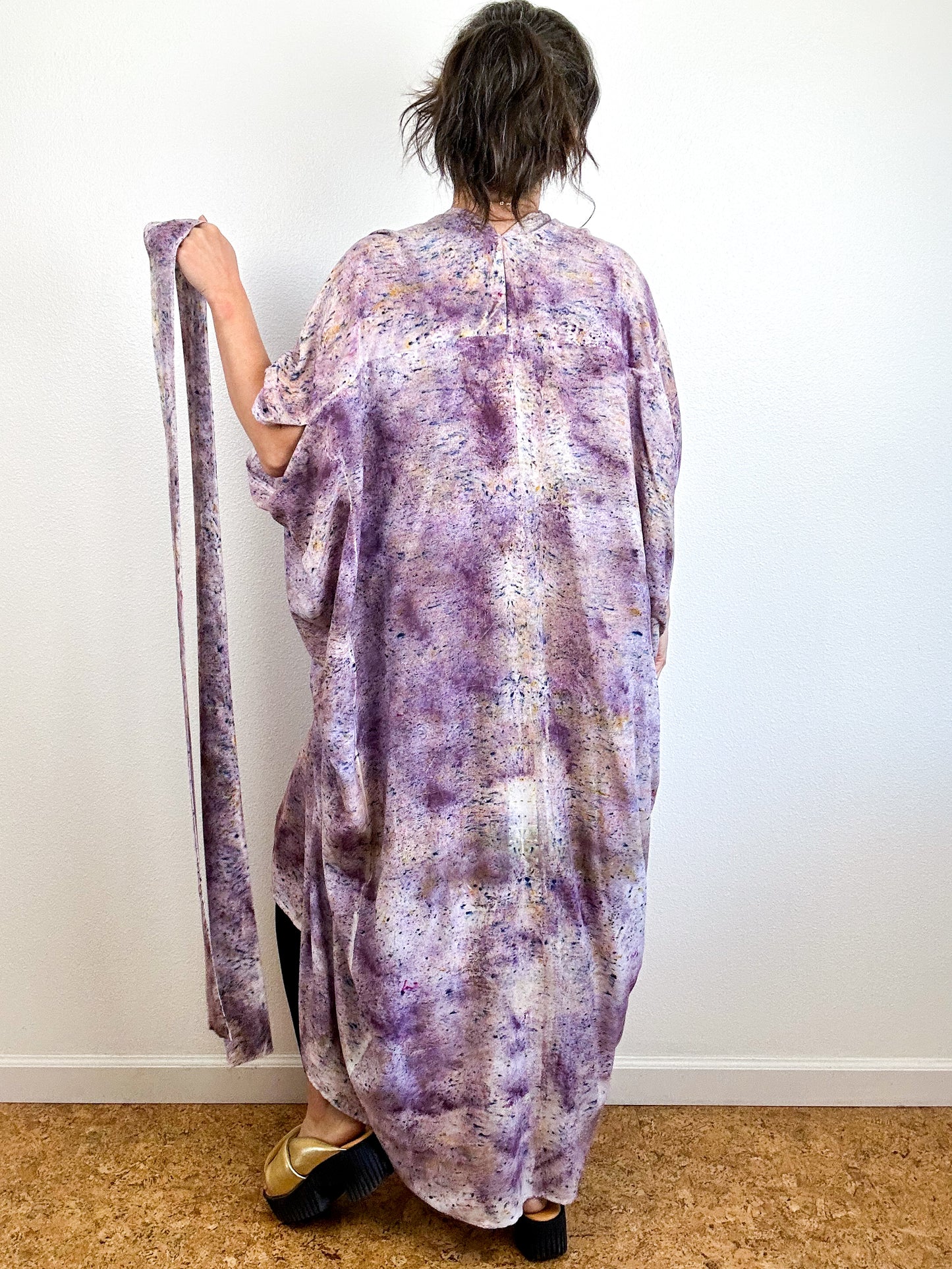 Hand-Dyed High Low Kimono Deconstructed Mist