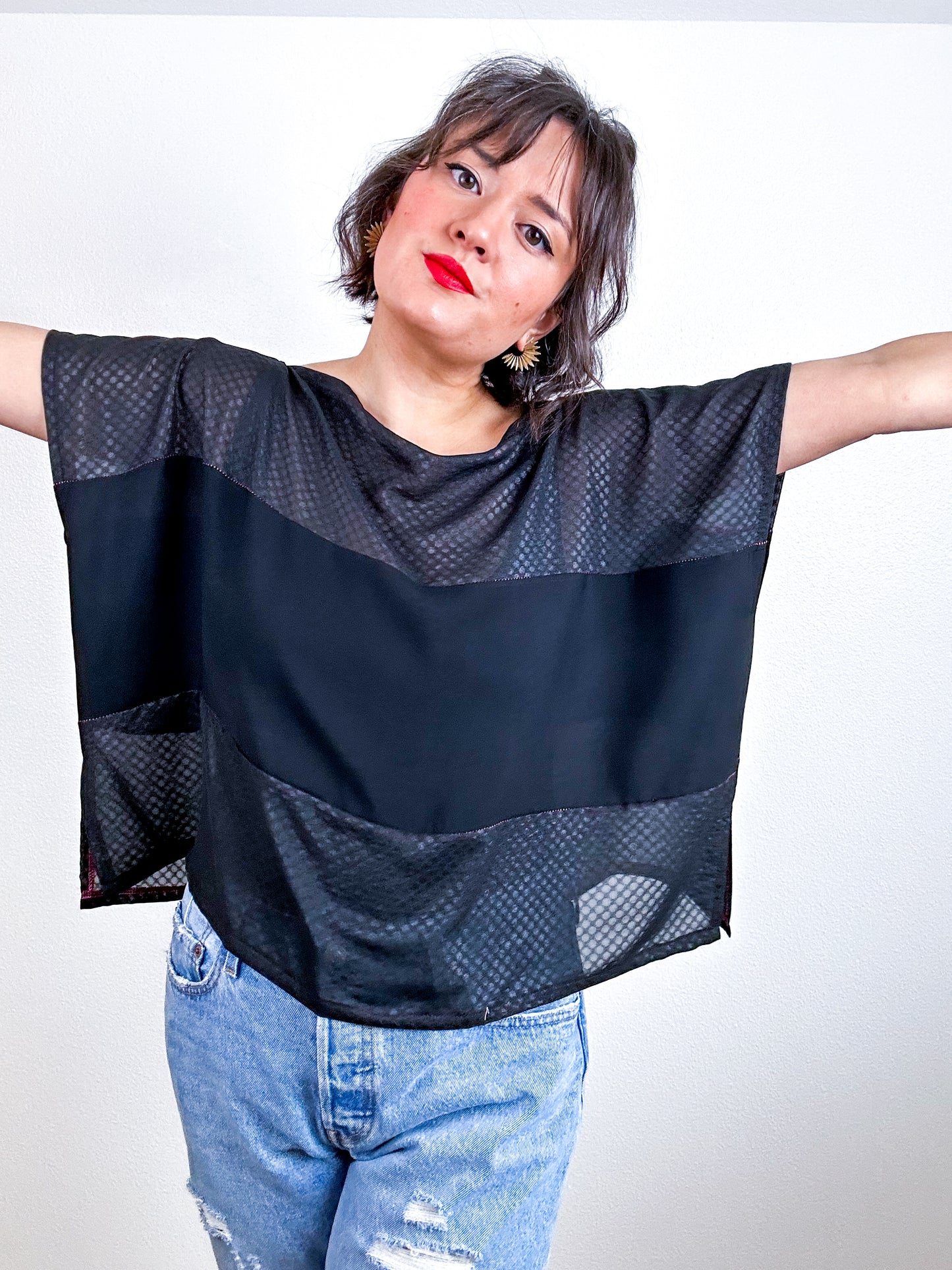 Scrappy Crop Black Dots Chiffon