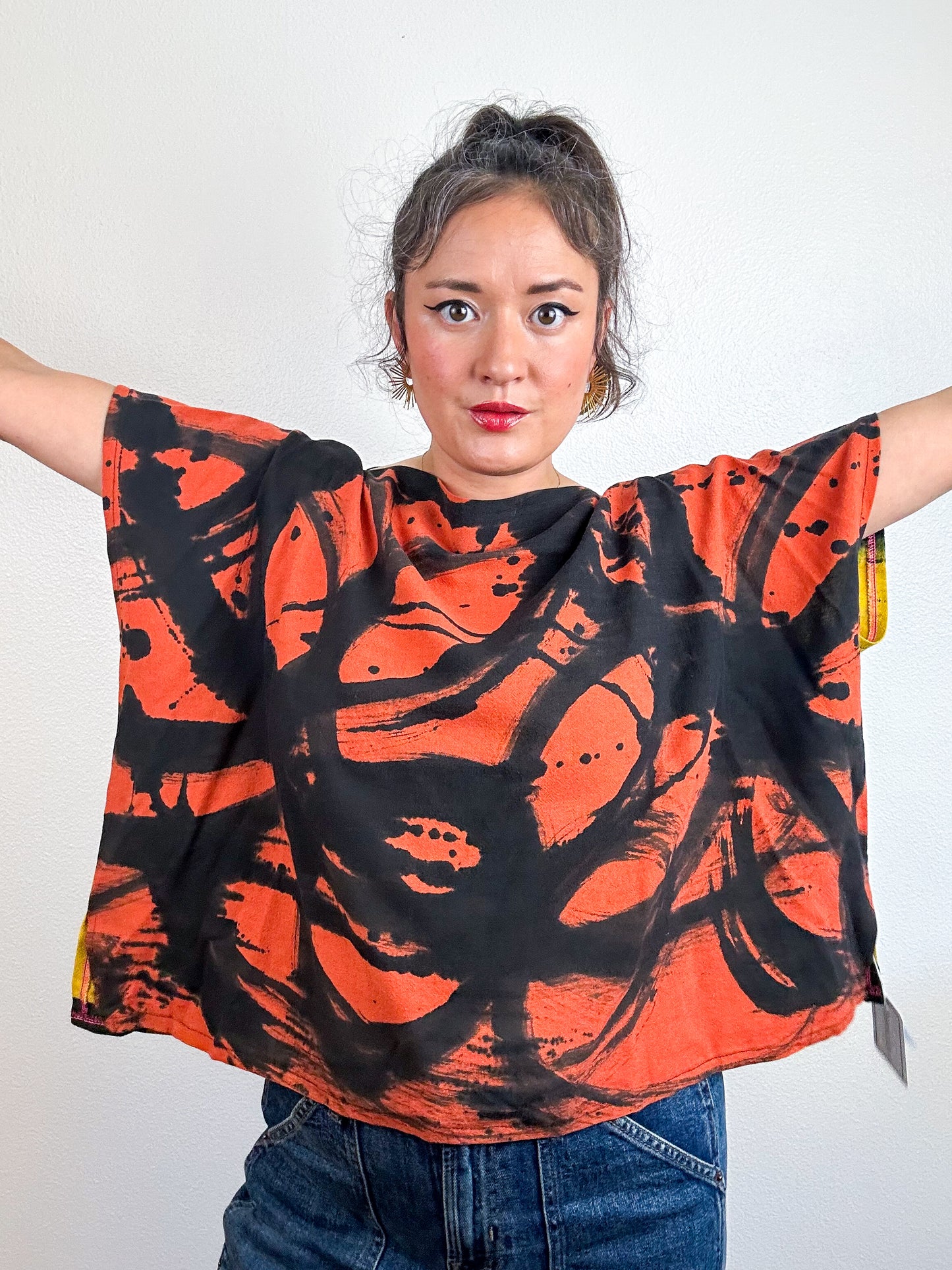 Hand-Dyed Linen Blend Flip Crop Rust Sumi Marigold Check