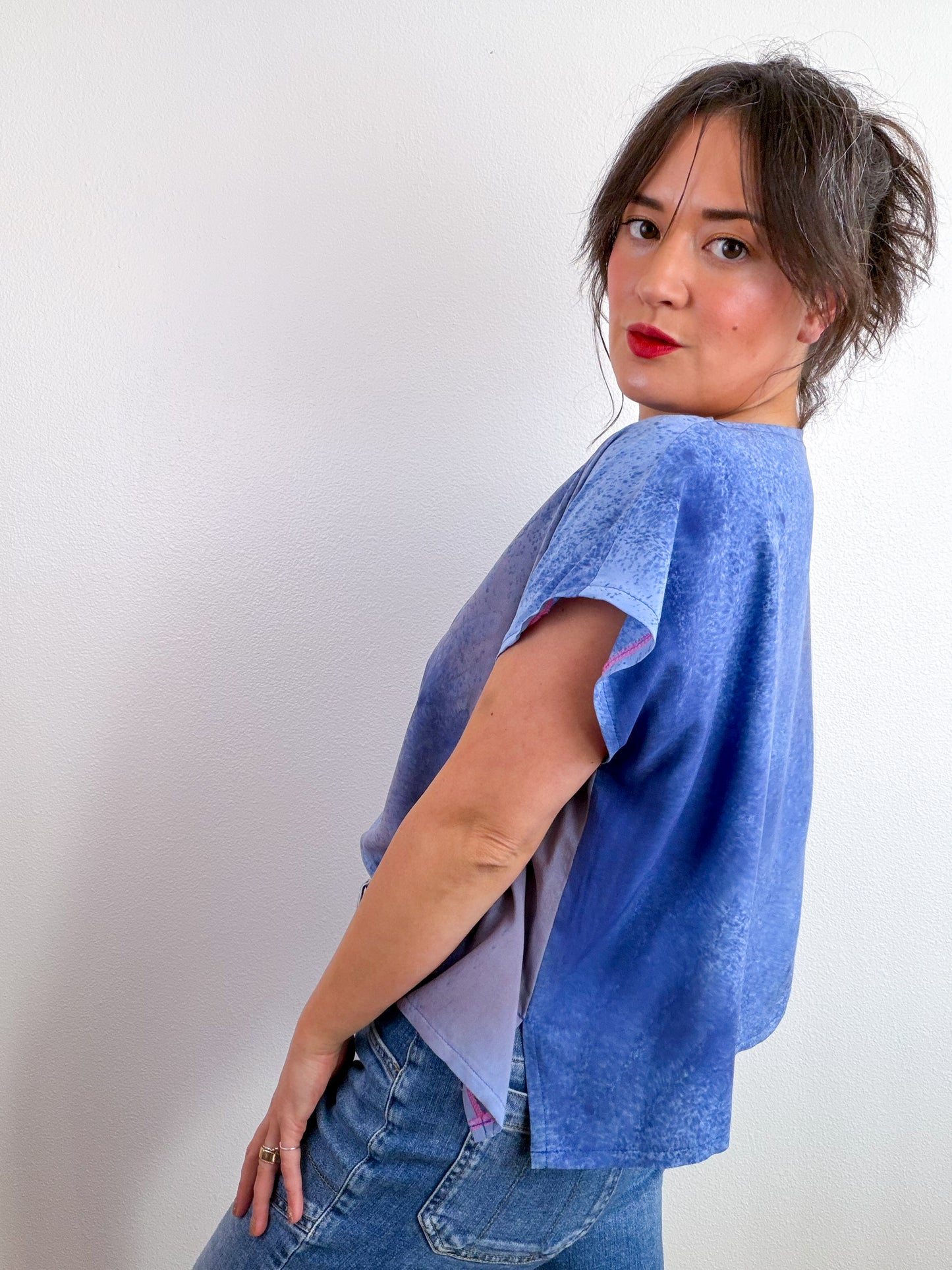 Hand-Dyed Bamboo Flip Crop Midnight Blush Terracotta Gradient