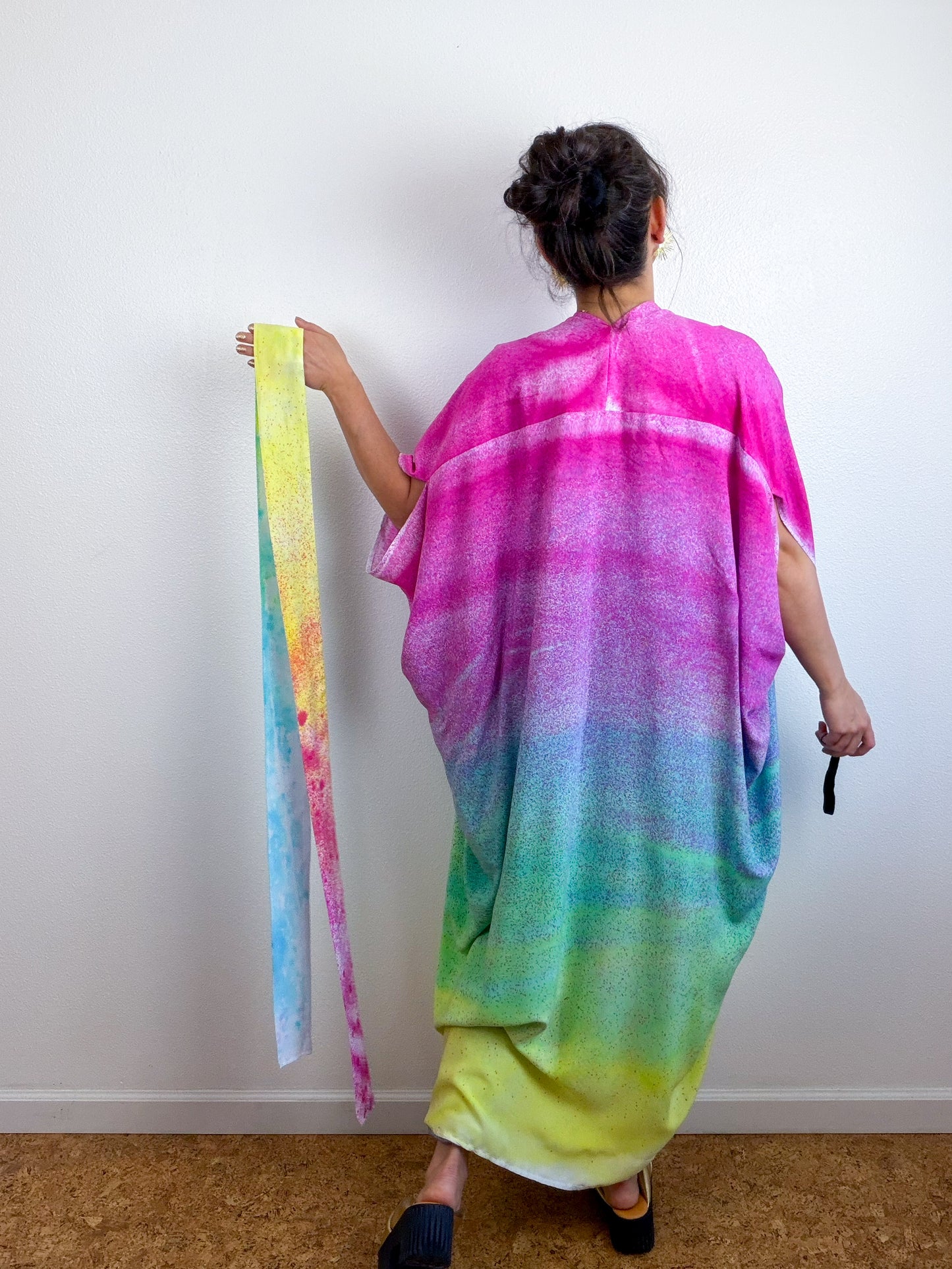 Hand-Dyed High Low Kimono Funfetti