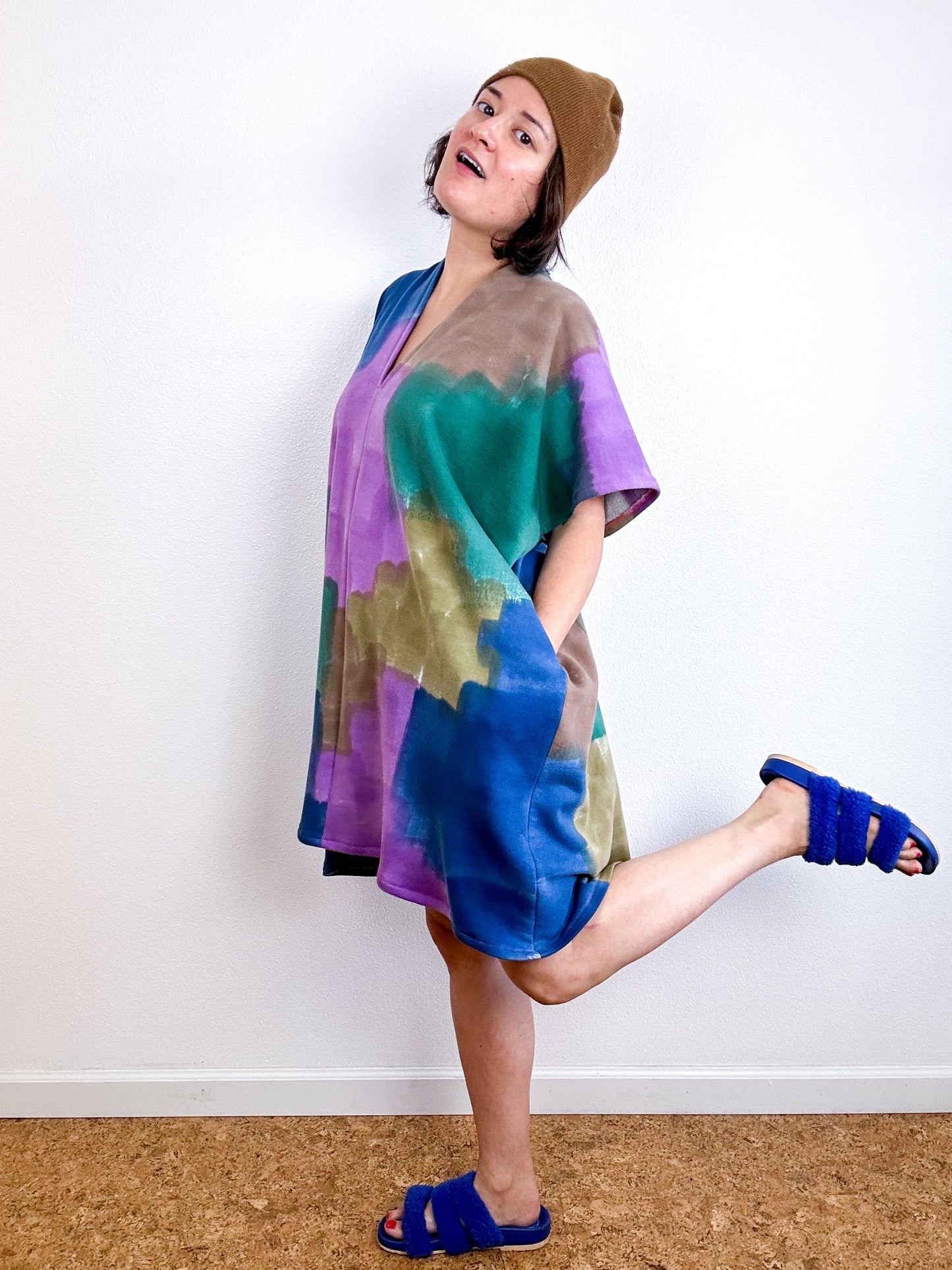 Oversized Hand-Dyed Sweatshirt Smock Dress Brick Rabanal