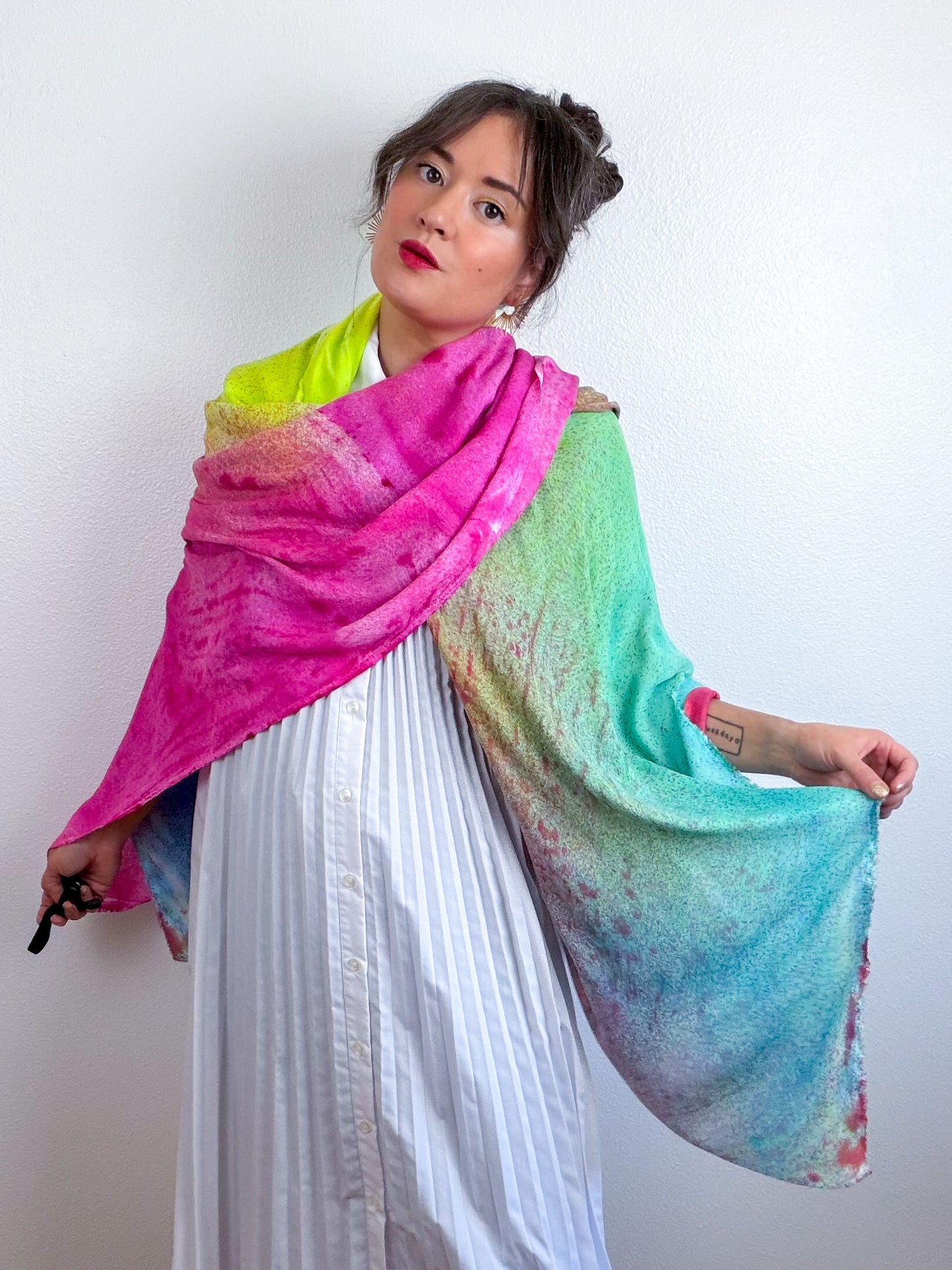 Hand-Dyed Bamboo Scarf Funfetti A