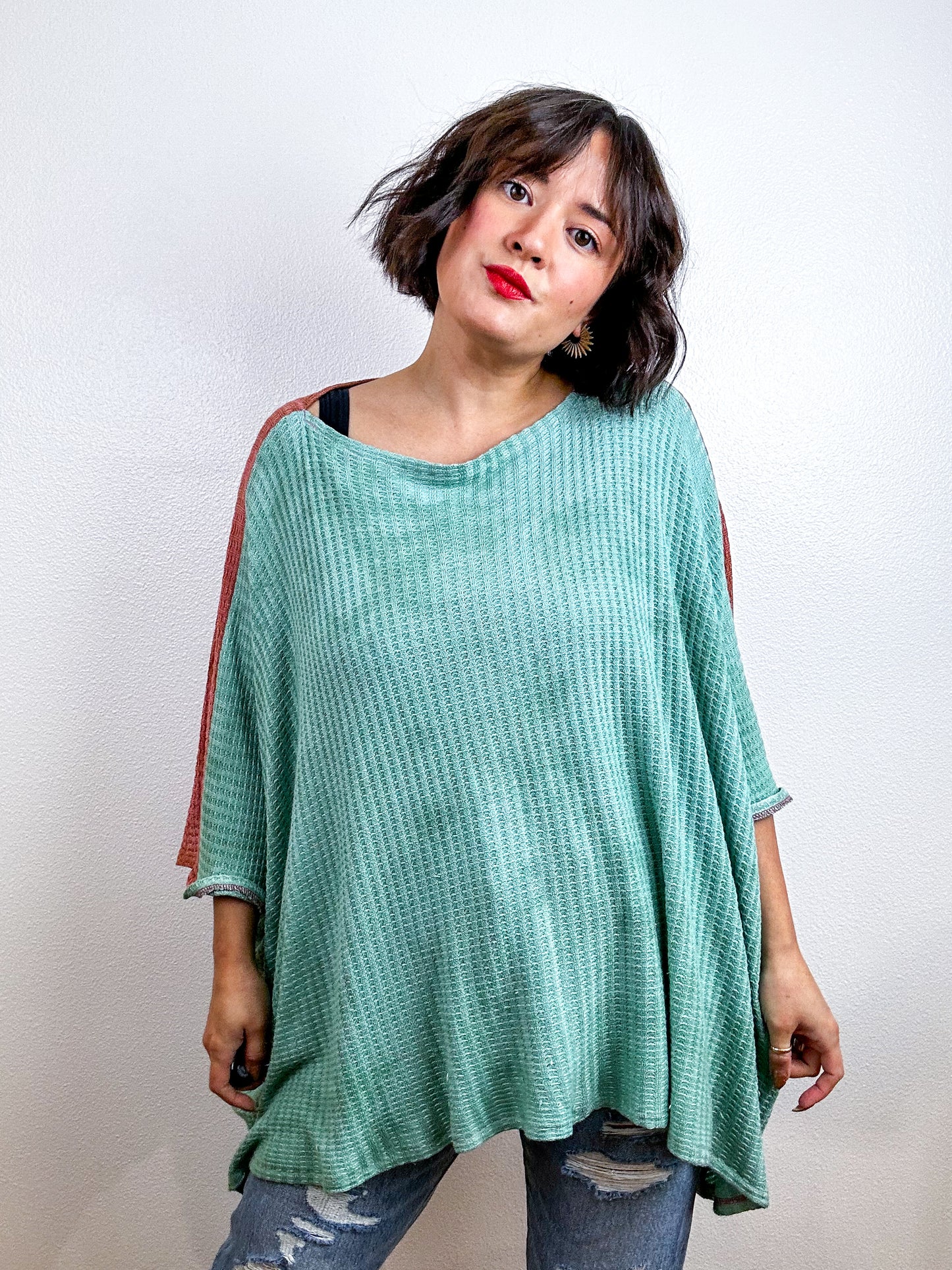Oversize Flip Sweater Terracotta Celadon