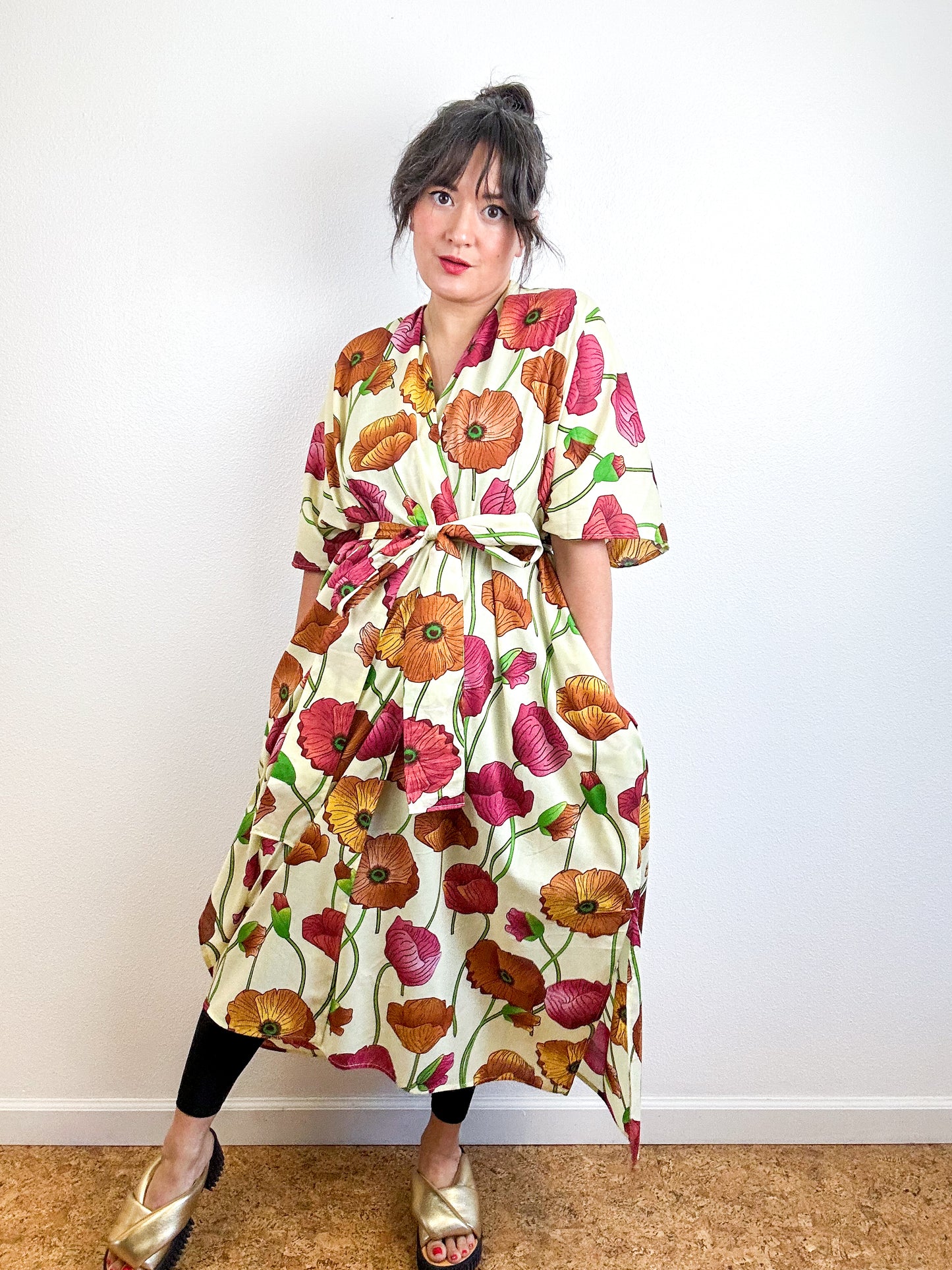 Print Duster Kimono Butter Poppy Cotton Lawn