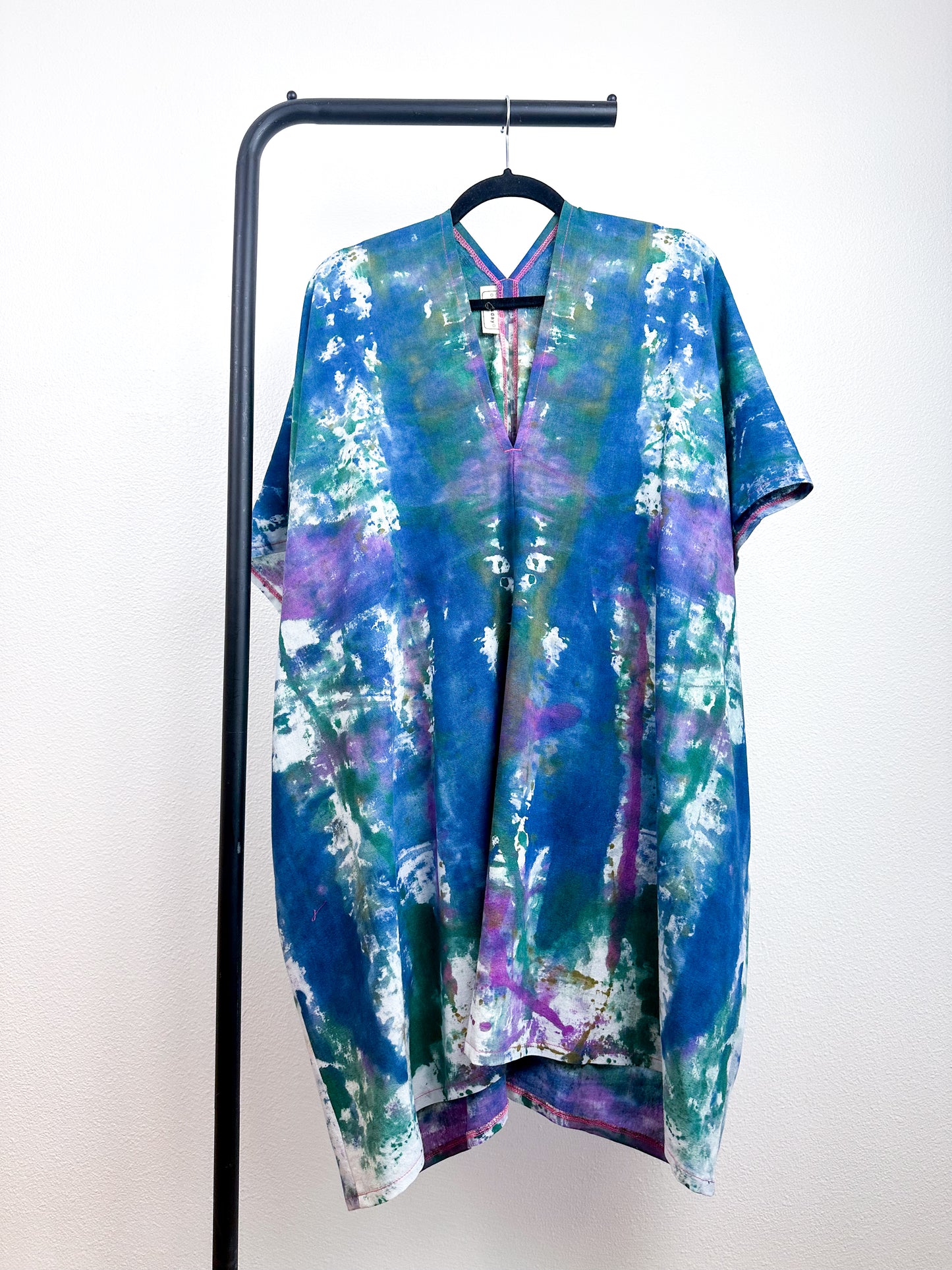 Oversized Hand-Dyed Linen Blend Smock Dress Watercolor Rabanal
