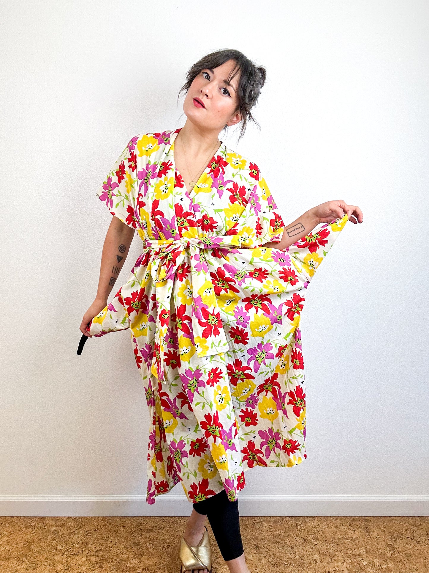 Print Duster Kimono Ivory Lily Cotton Lawn