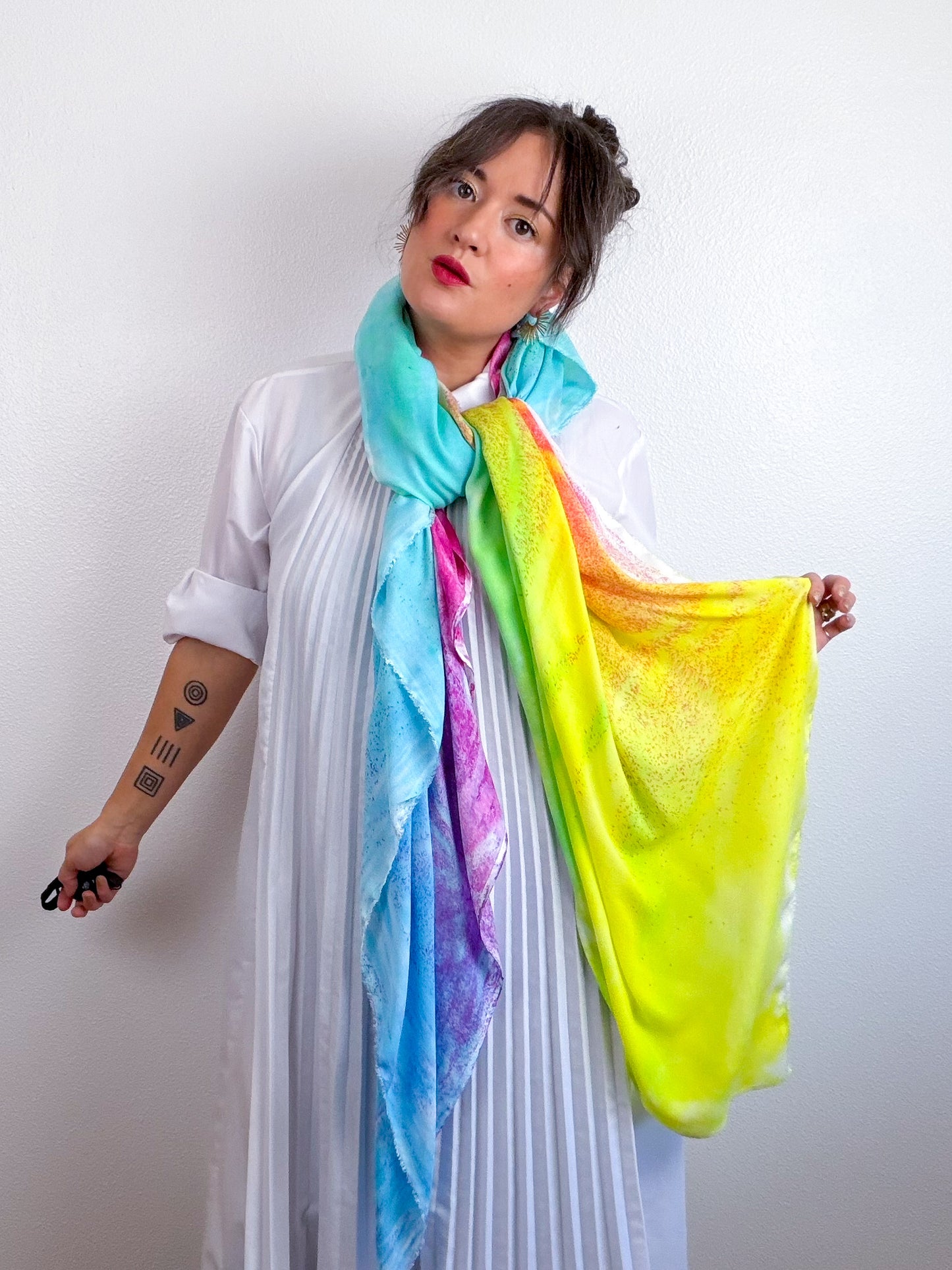 Hand-Dyed Bamboo Scarf Funfetti D