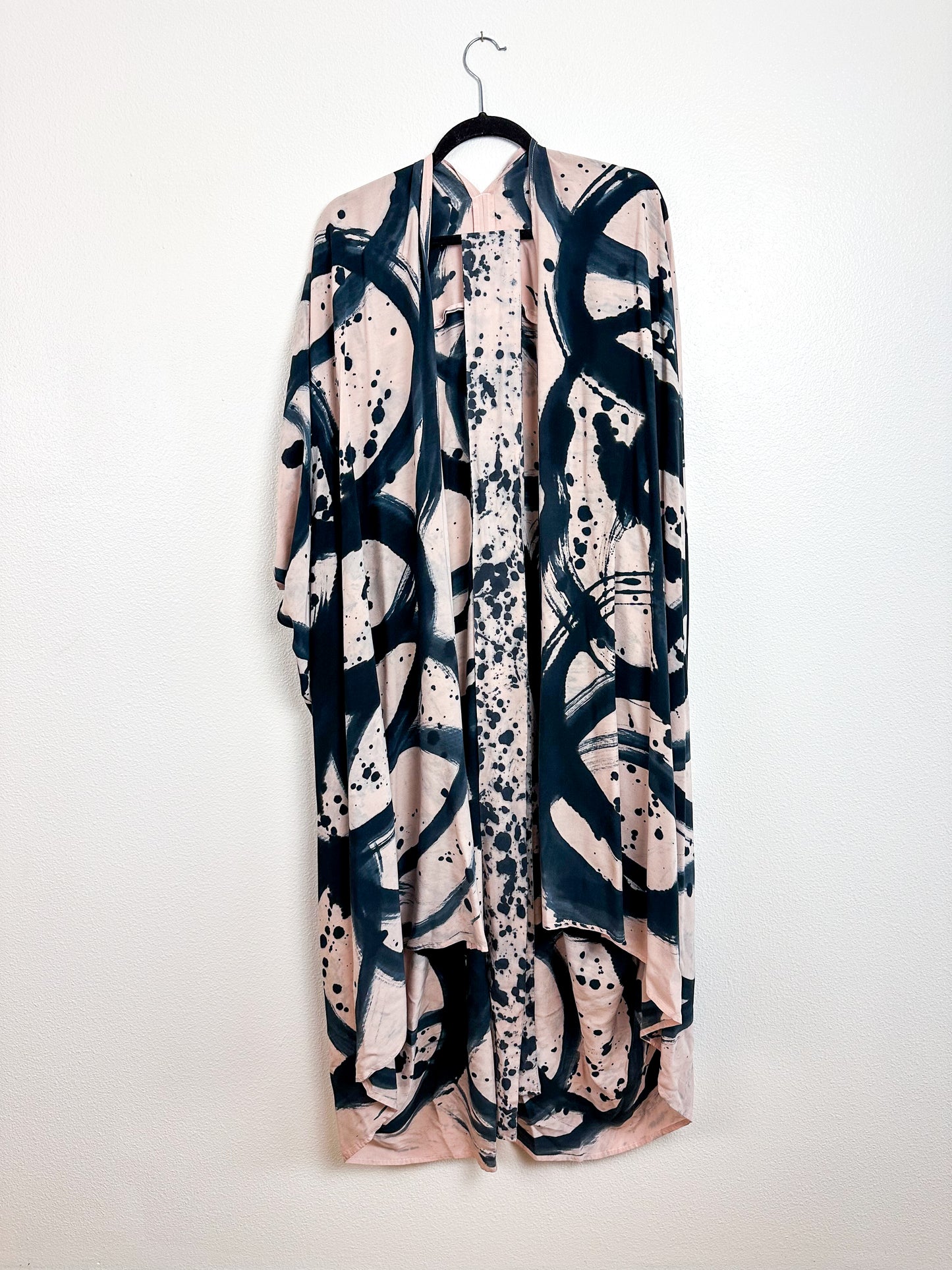 Hand-Dyed High Low Kimono Blush Black Sumi