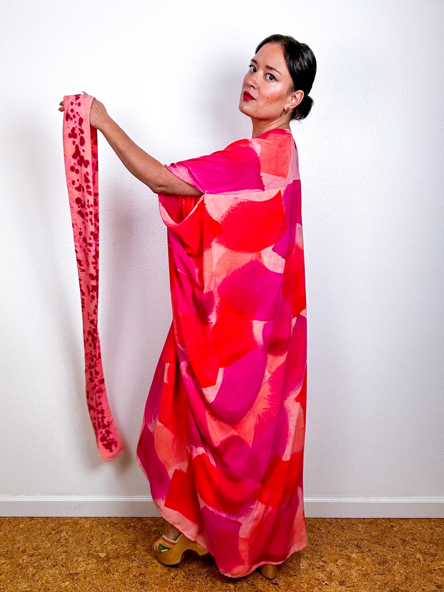 Hand-Dyed High Low Kimono OOAK Peach 1
