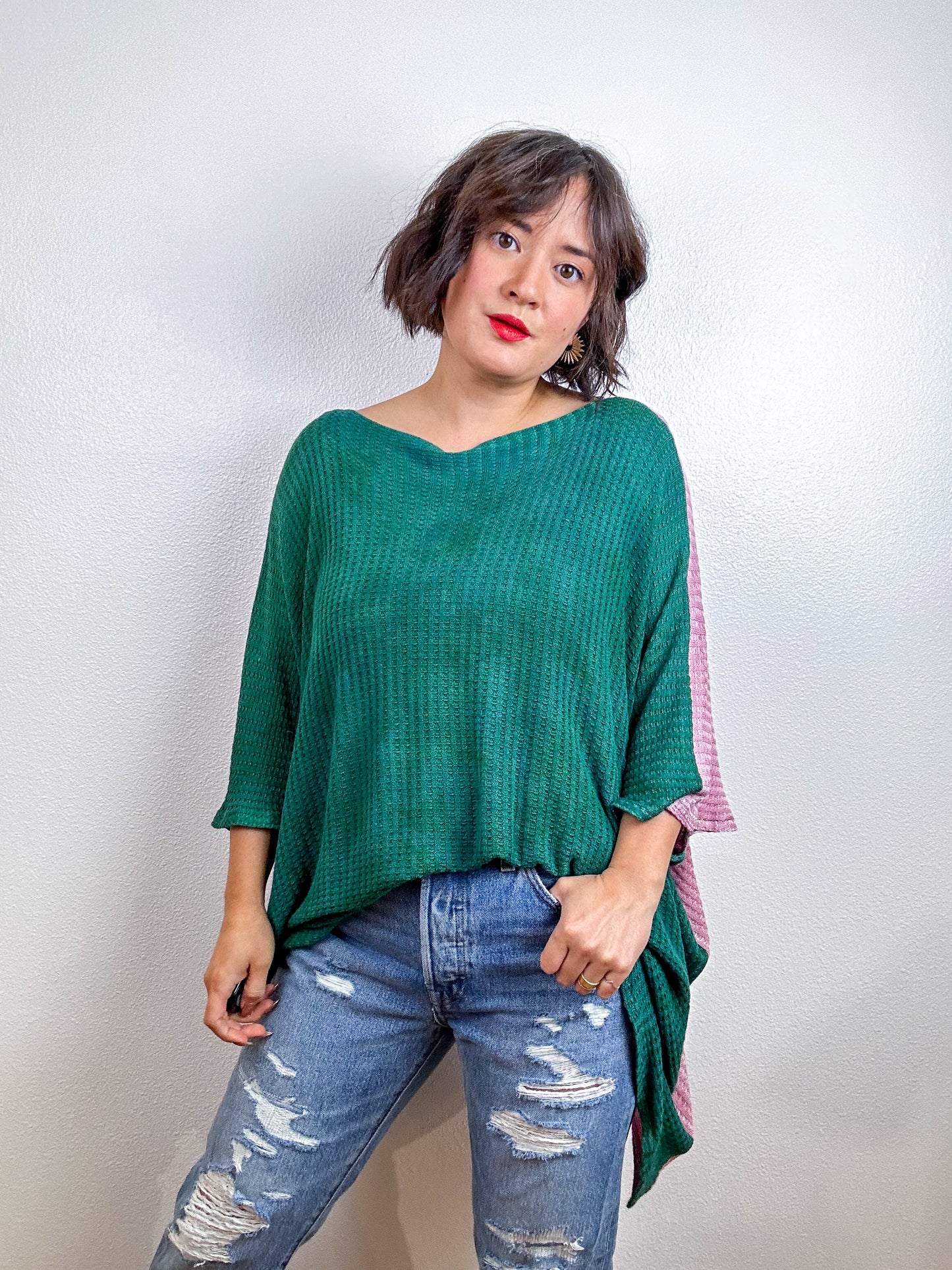 Oversize Flip Sweater Forest Powder Pink