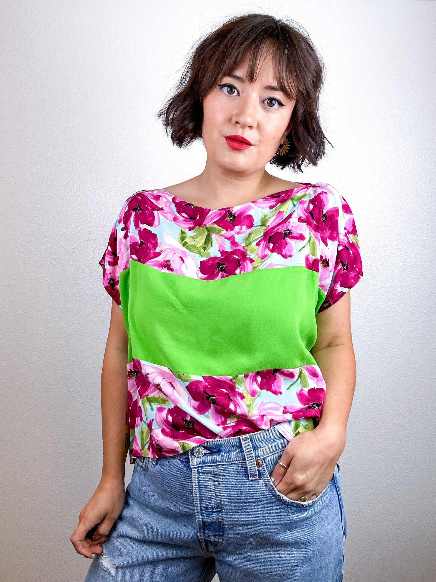 Scrappy Crop Pink Lime Floral