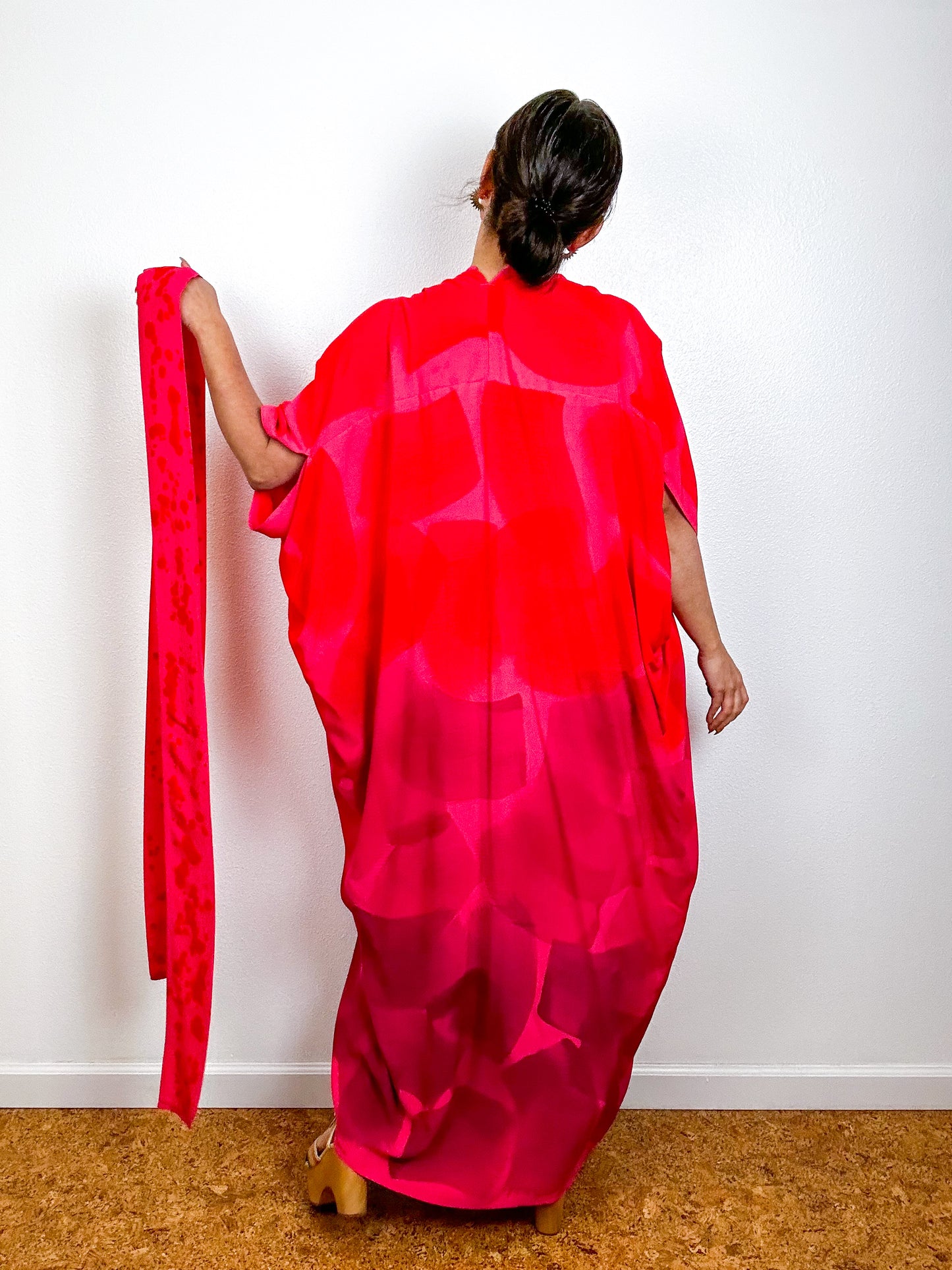 Hand-Dyed High Low Kimono OOAK Coral 3