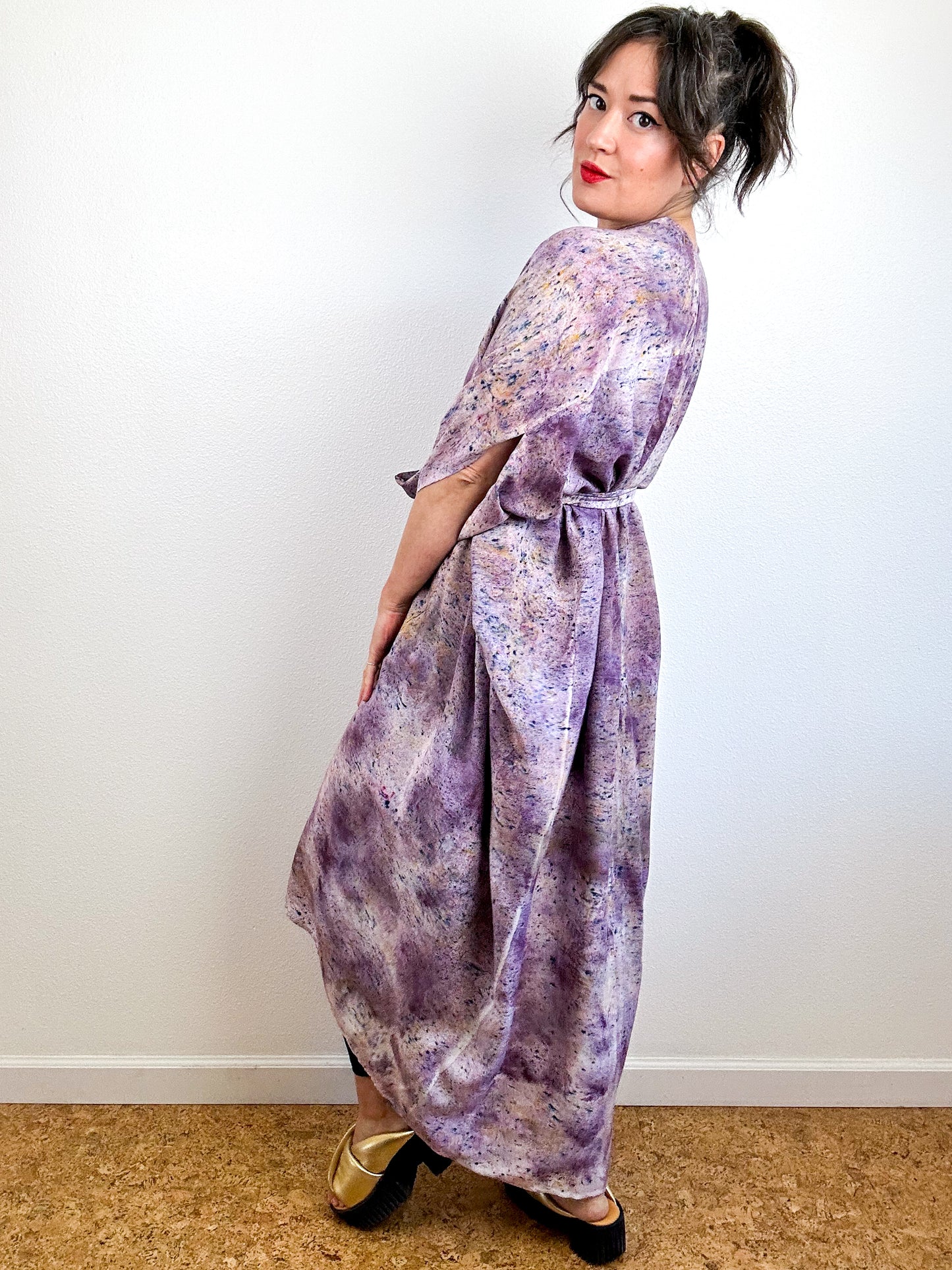 Hand-Dyed High Low Kimono Deconstructed Mist