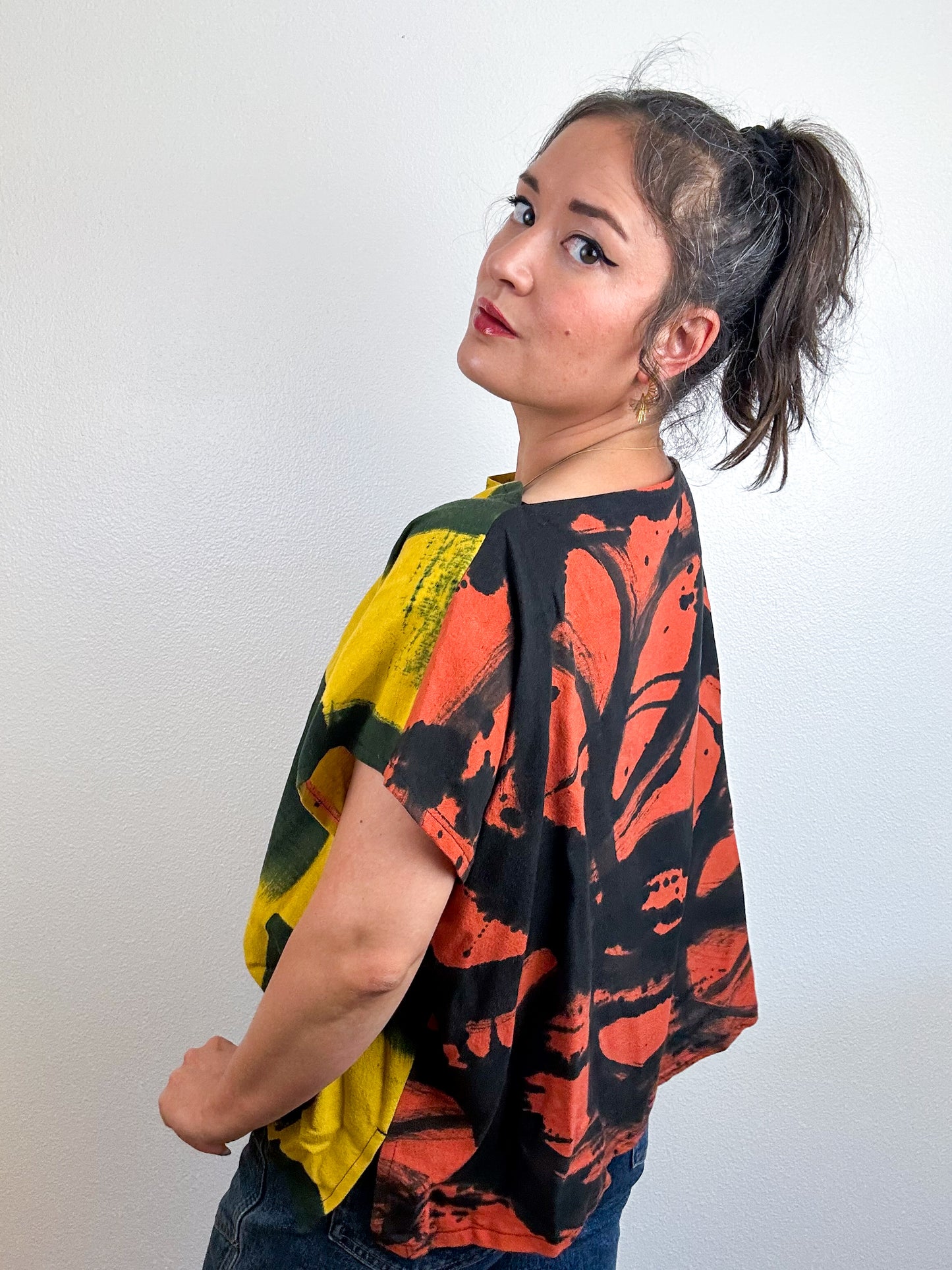 Hand-Dyed Linen Blend Flip Crop Rust Sumi Marigold Check