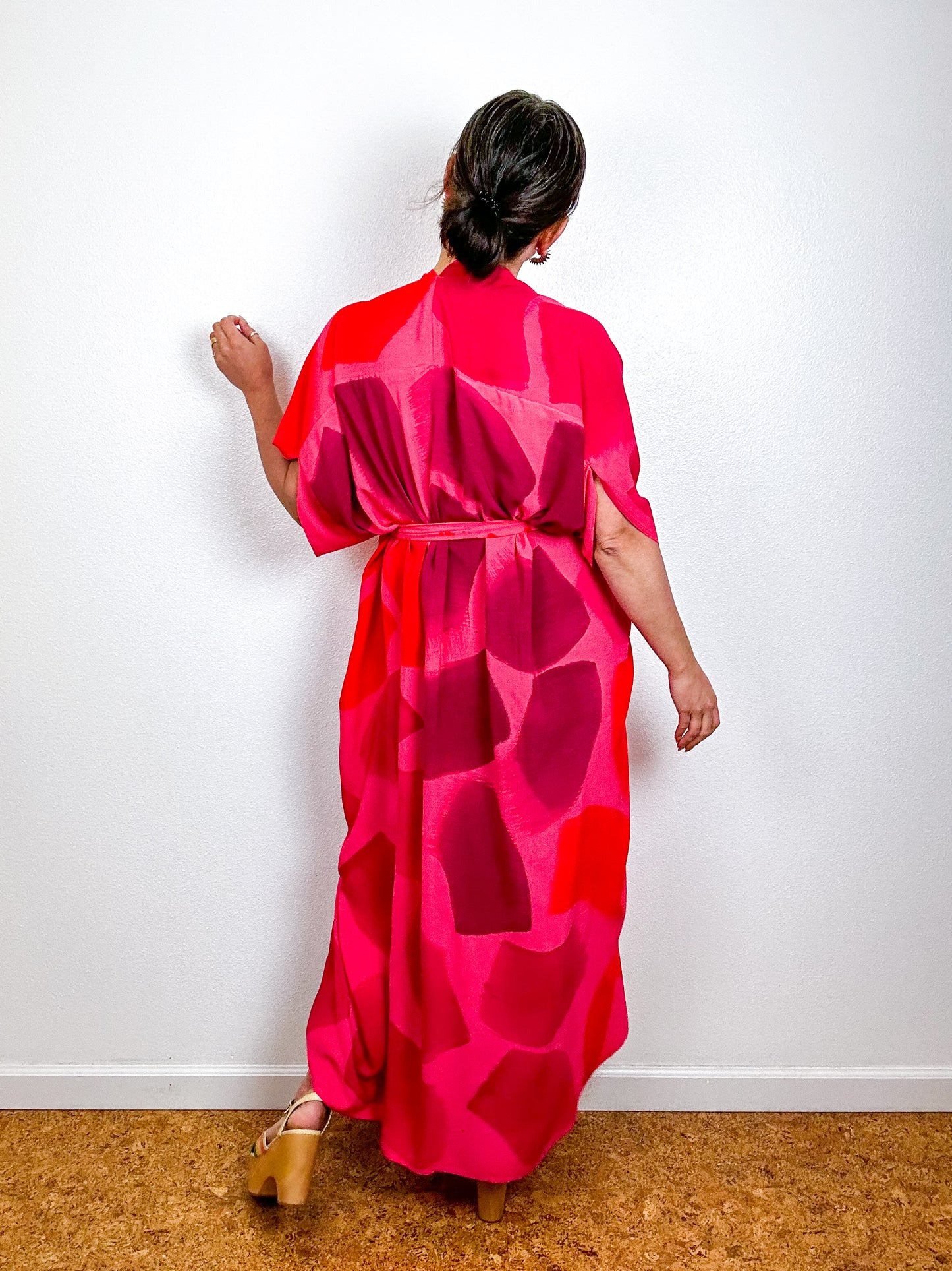 Hand-Dyed High Low Kimono OOAK Coral 2