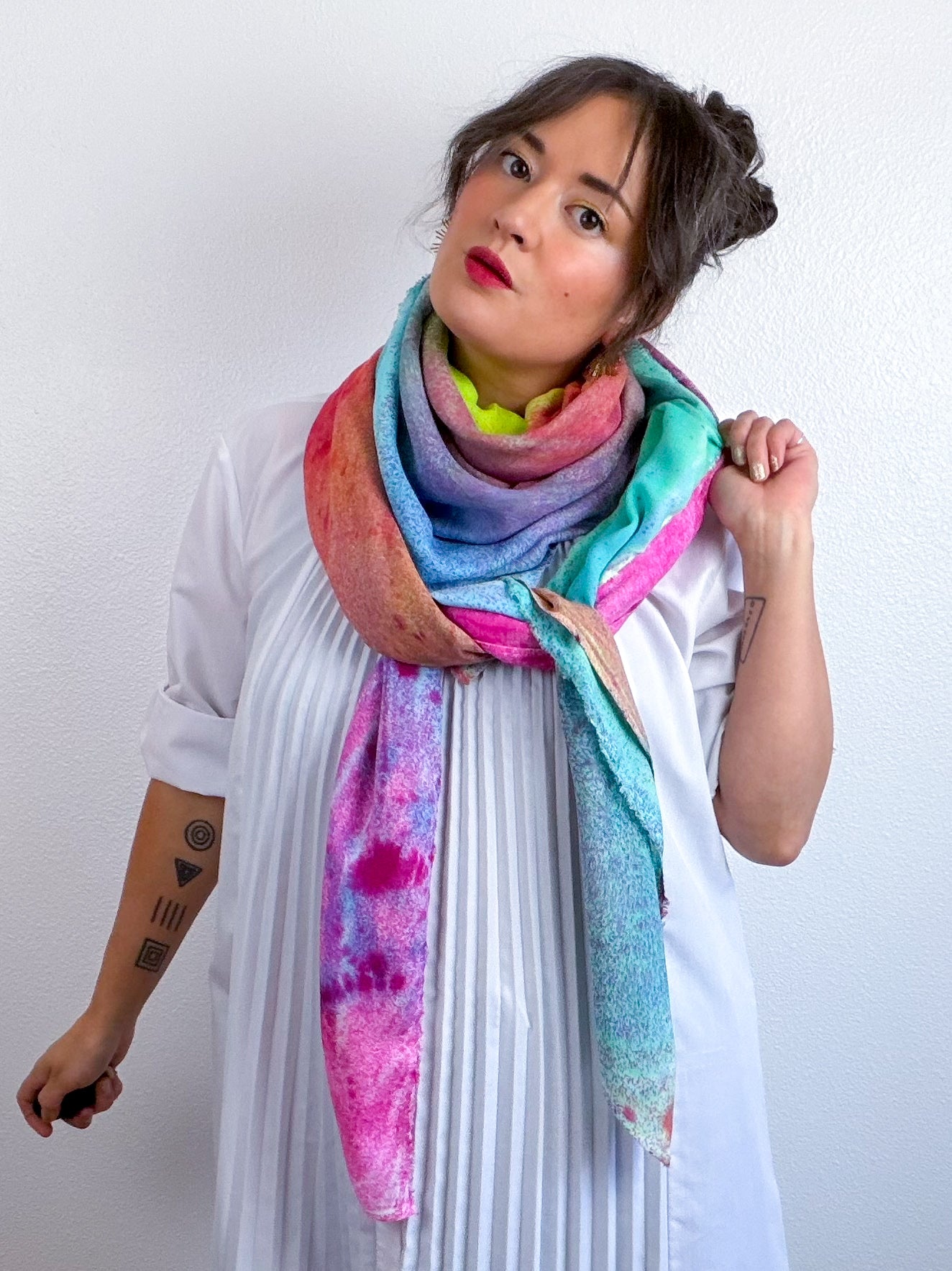 Hand-Dyed Bamboo Scarf Funfetti A
