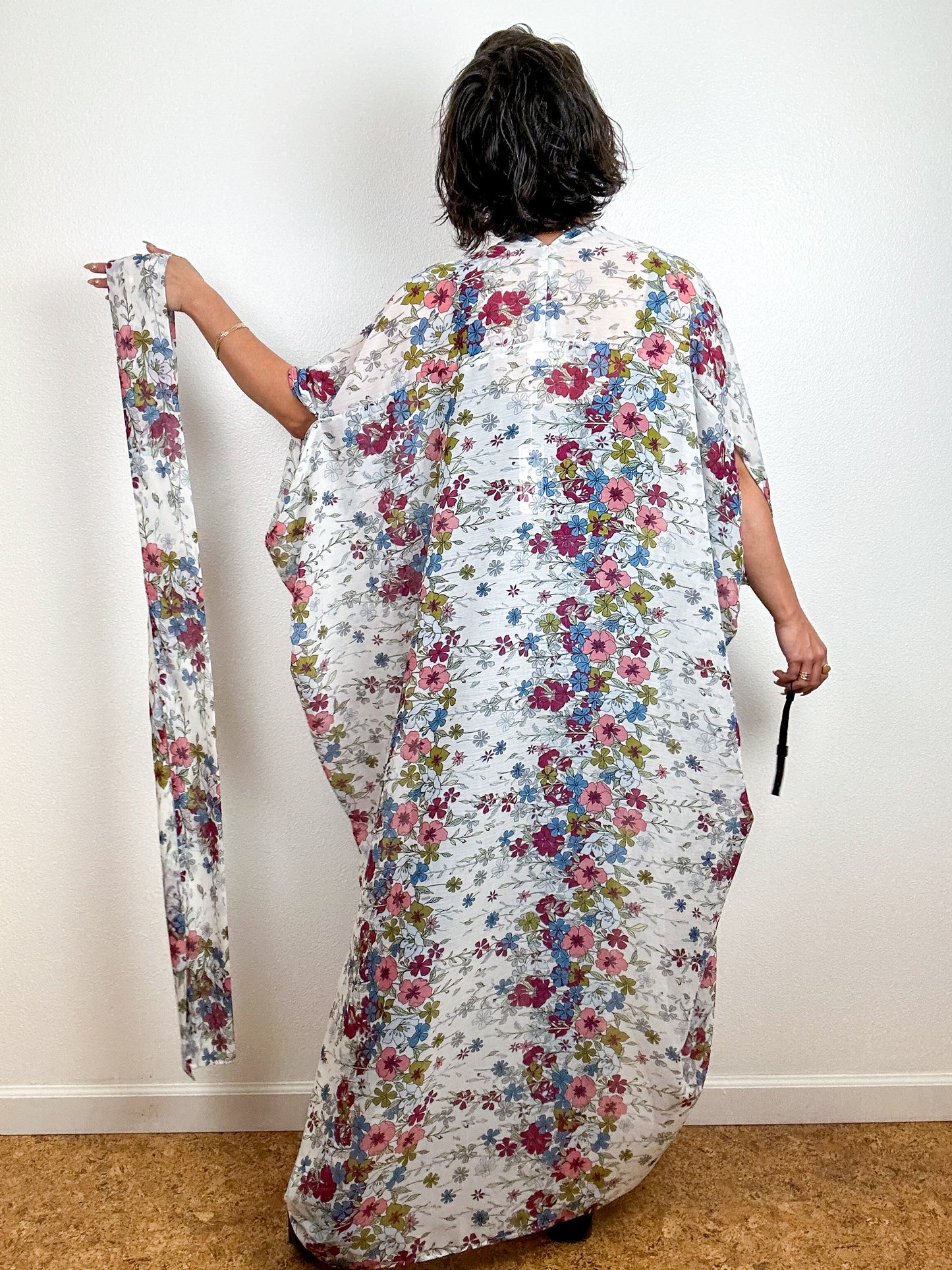 Print High Low Kimono Wildflower Chiffon