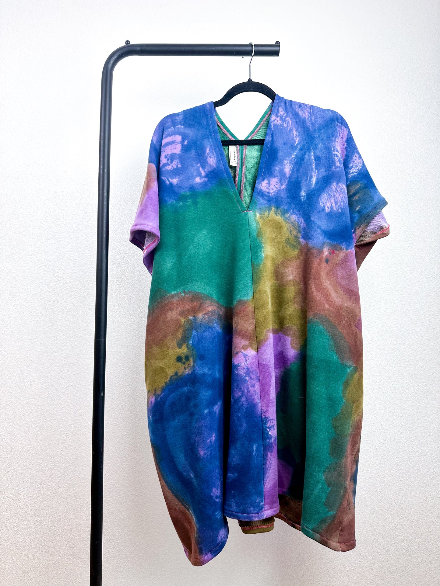 Oversized Hand-Dyed Sweatshirt Smock Dress Colorblock Rabanal