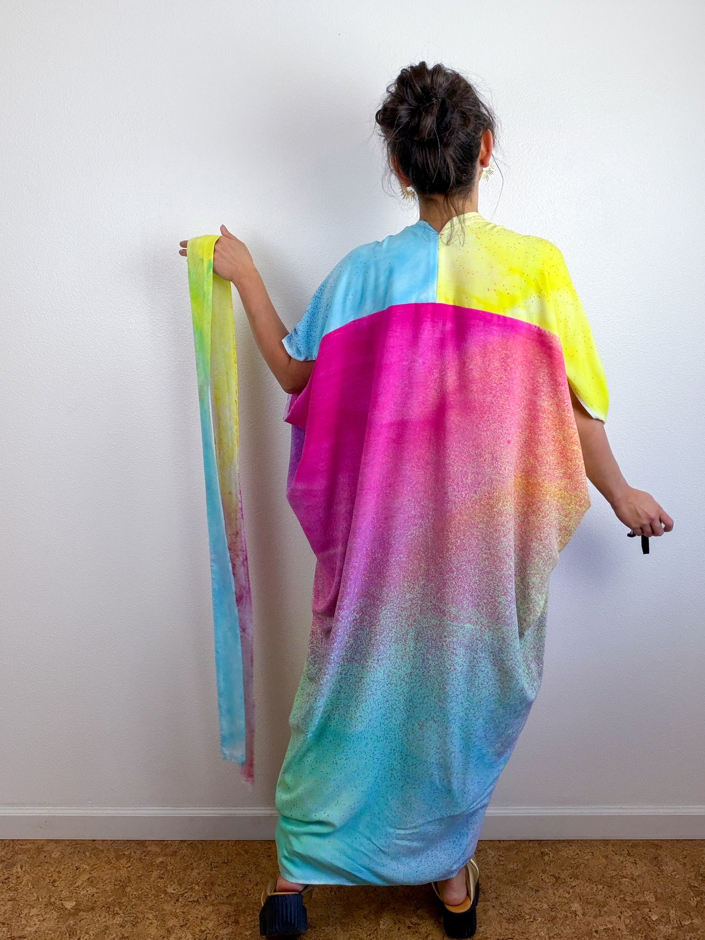 Hand-Dyed High Low Kimono Funfetti B