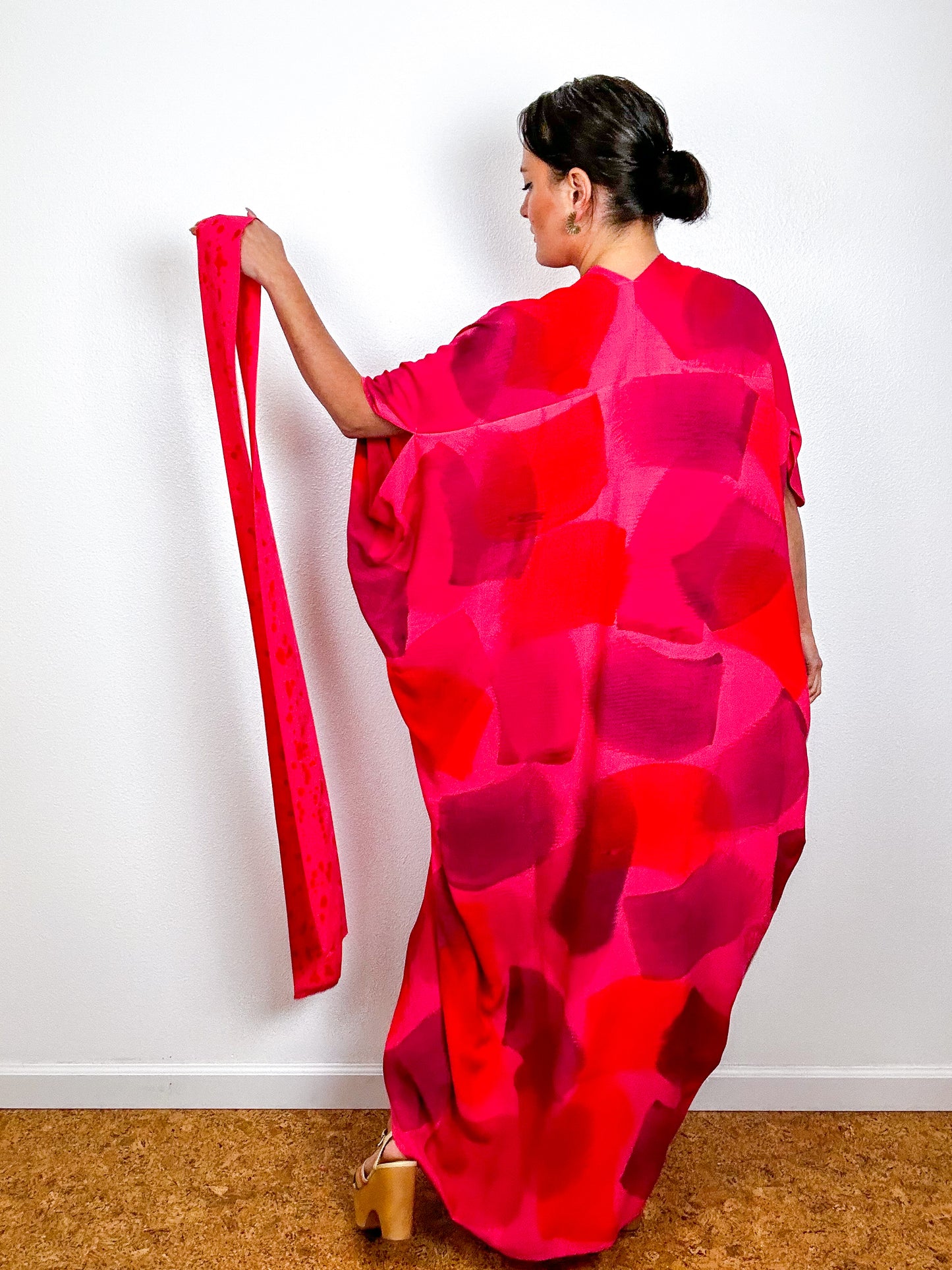 Hand-Dyed High Low Kimono OOAK Coral 1