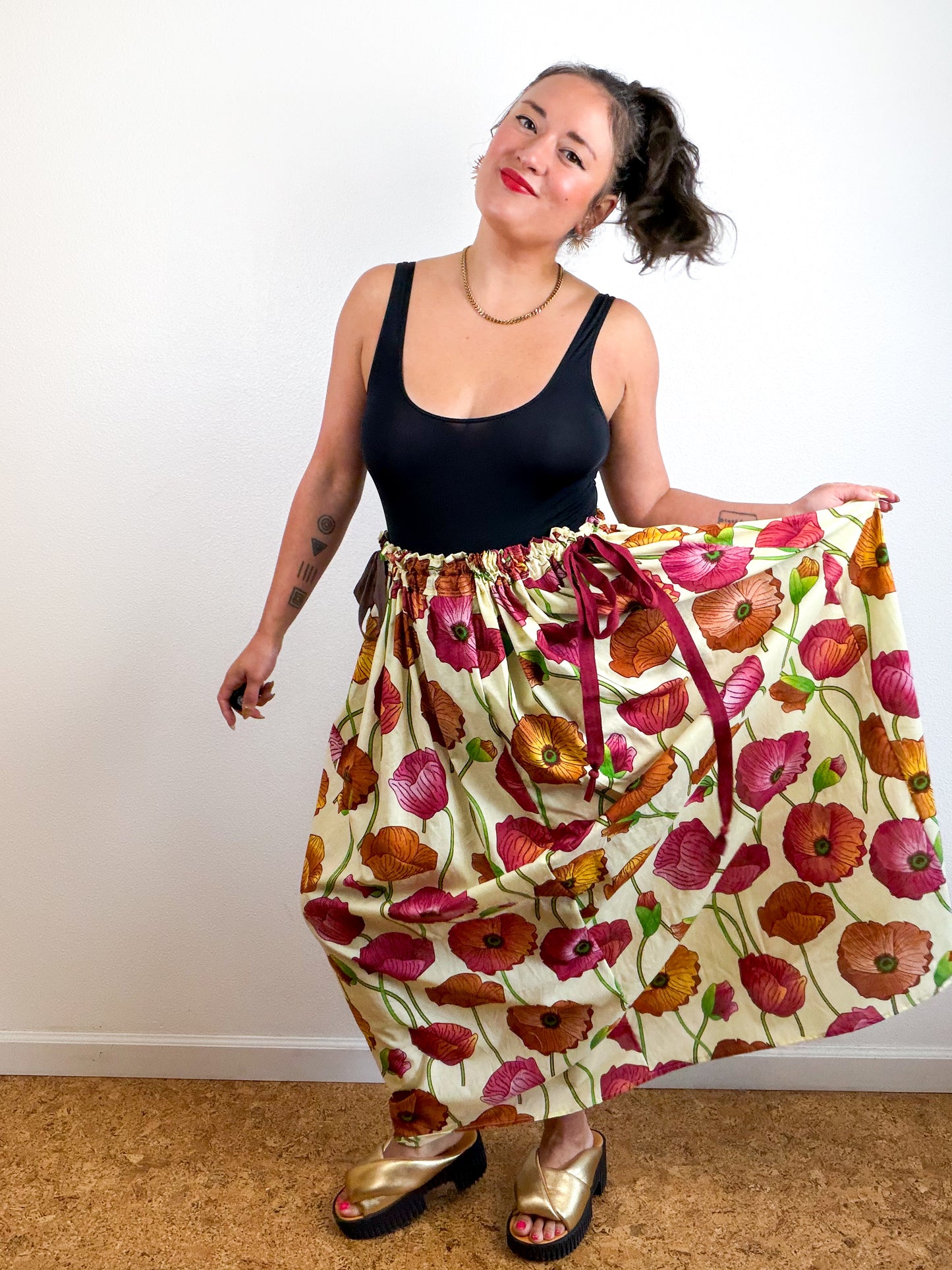THE SKIRT Butter Poppy Cotton Lawn