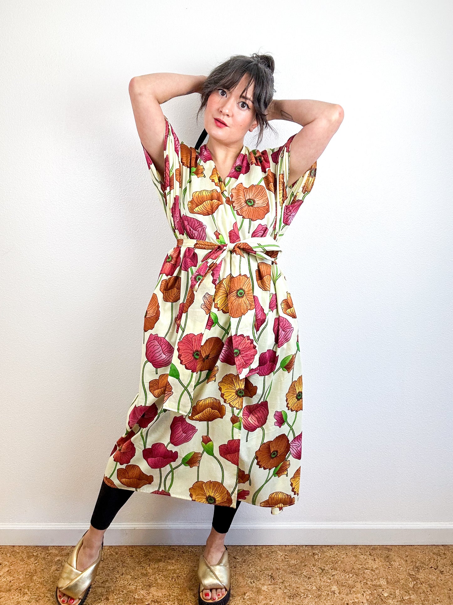 Print Duster Kimono Butter Poppy Cotton Lawn