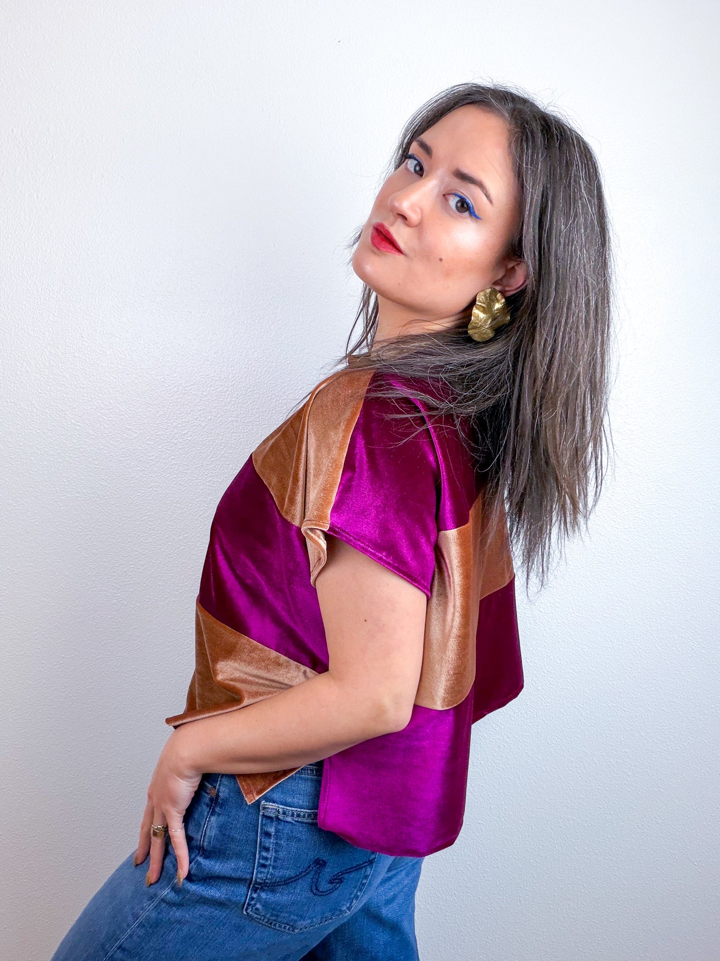 Velvet Flip Crop Magenta Copper