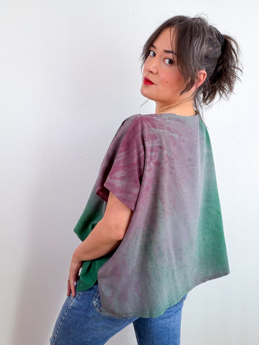 Hand-Dyed Bamboo Flip Crop Forest Peony Madrone Gradient