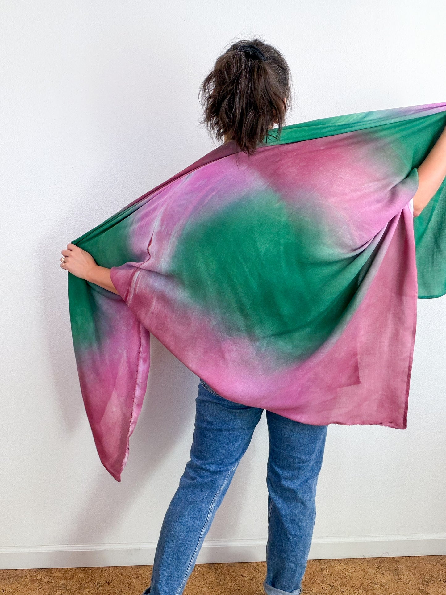 Hand-Dyed Bamboo Scarf Forest Peony Madrone Gradient