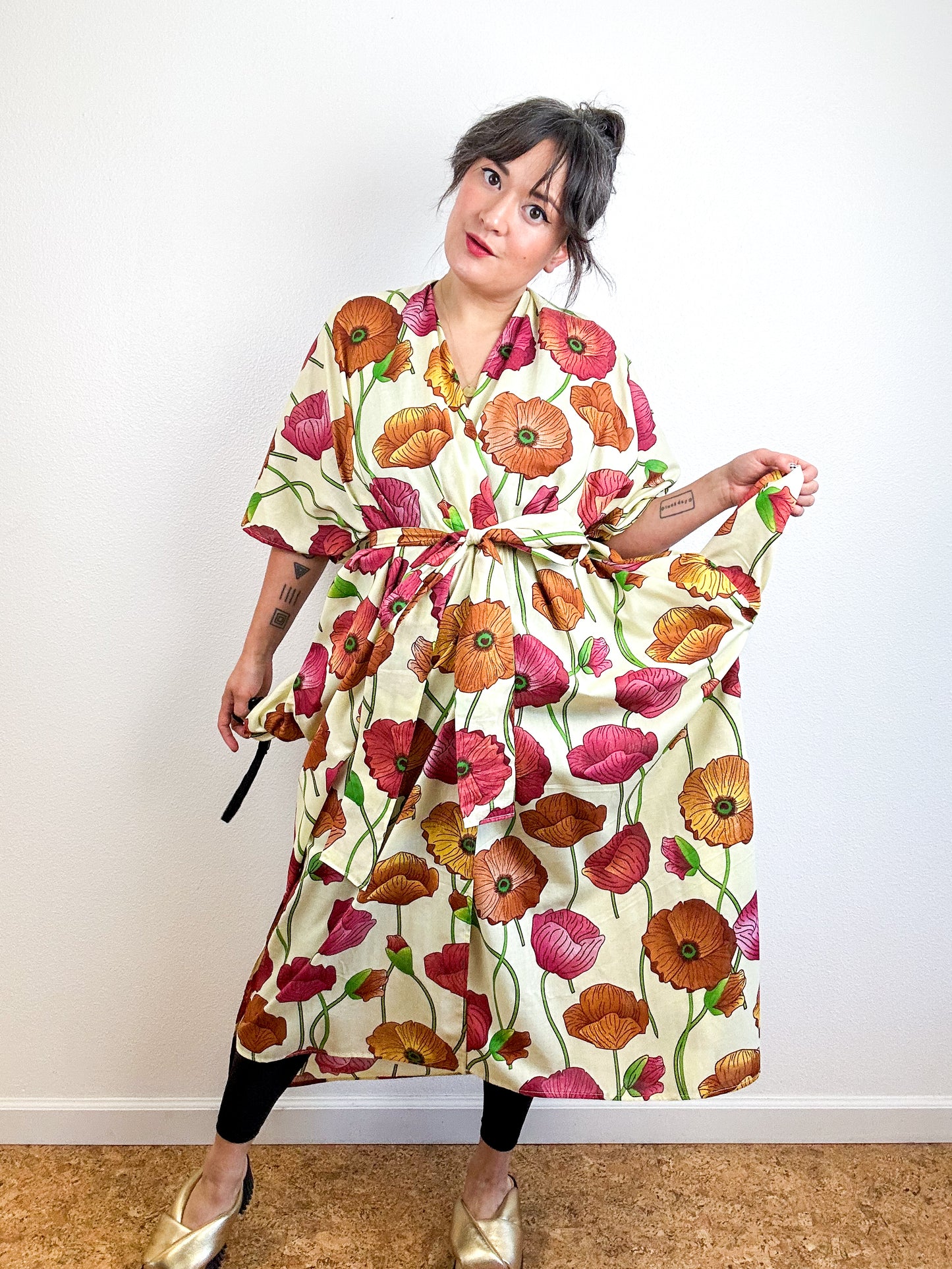 Print Duster Kimono Butter Poppy Cotton Lawn