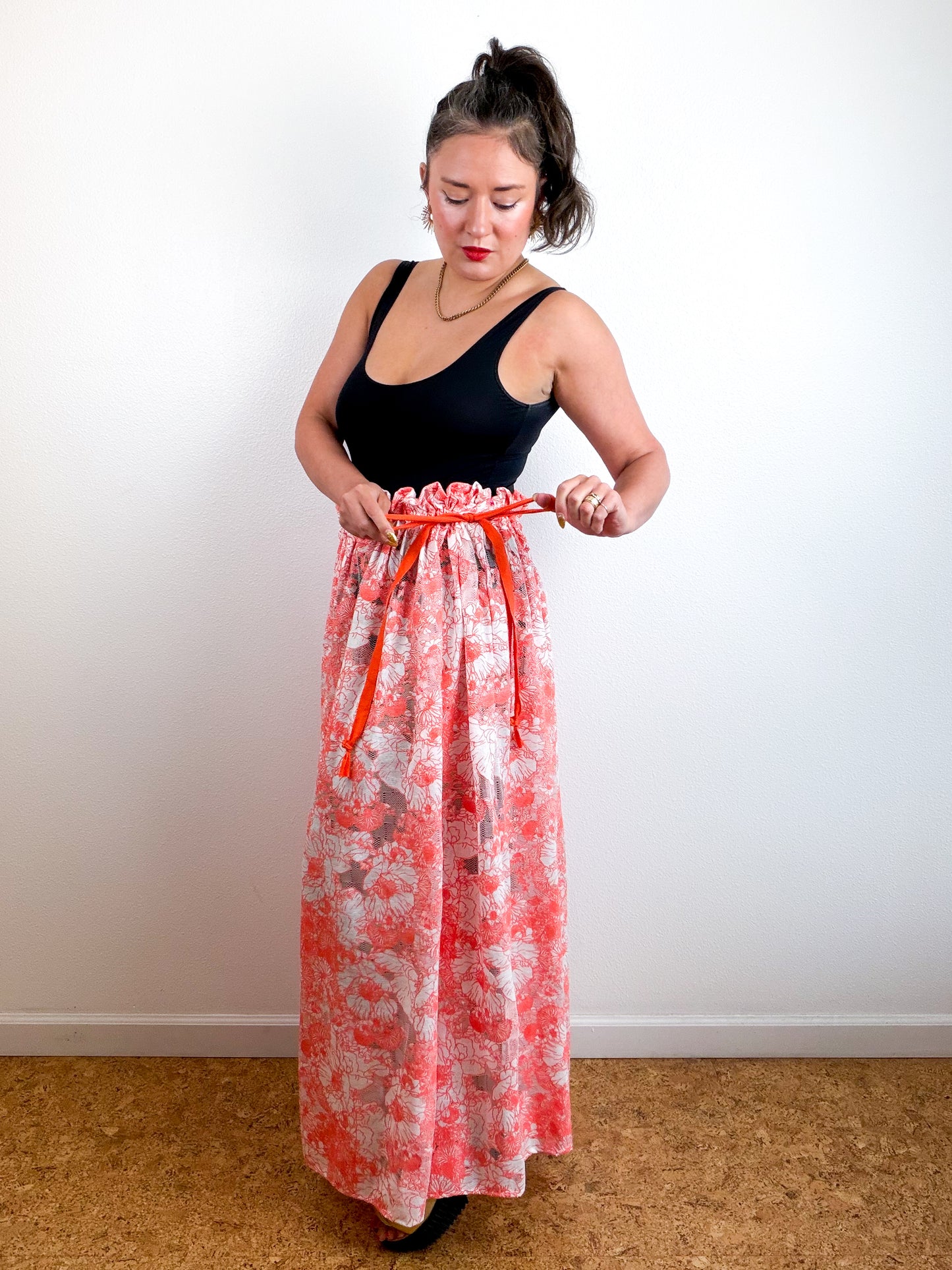 THE SKIRT Scarlet Floral Mesh Lace