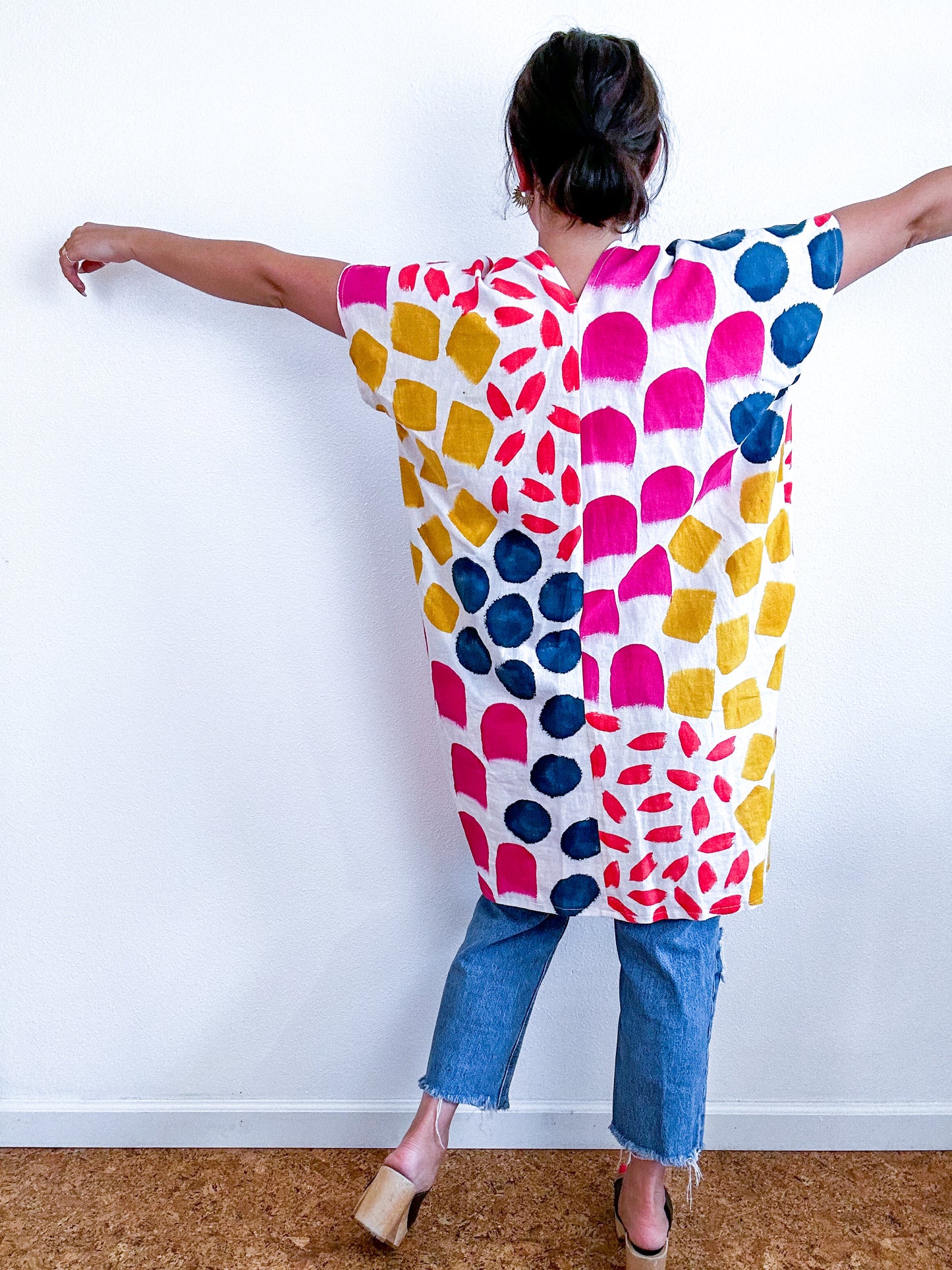Hand-Dyed Mini Smock Dress Confetti