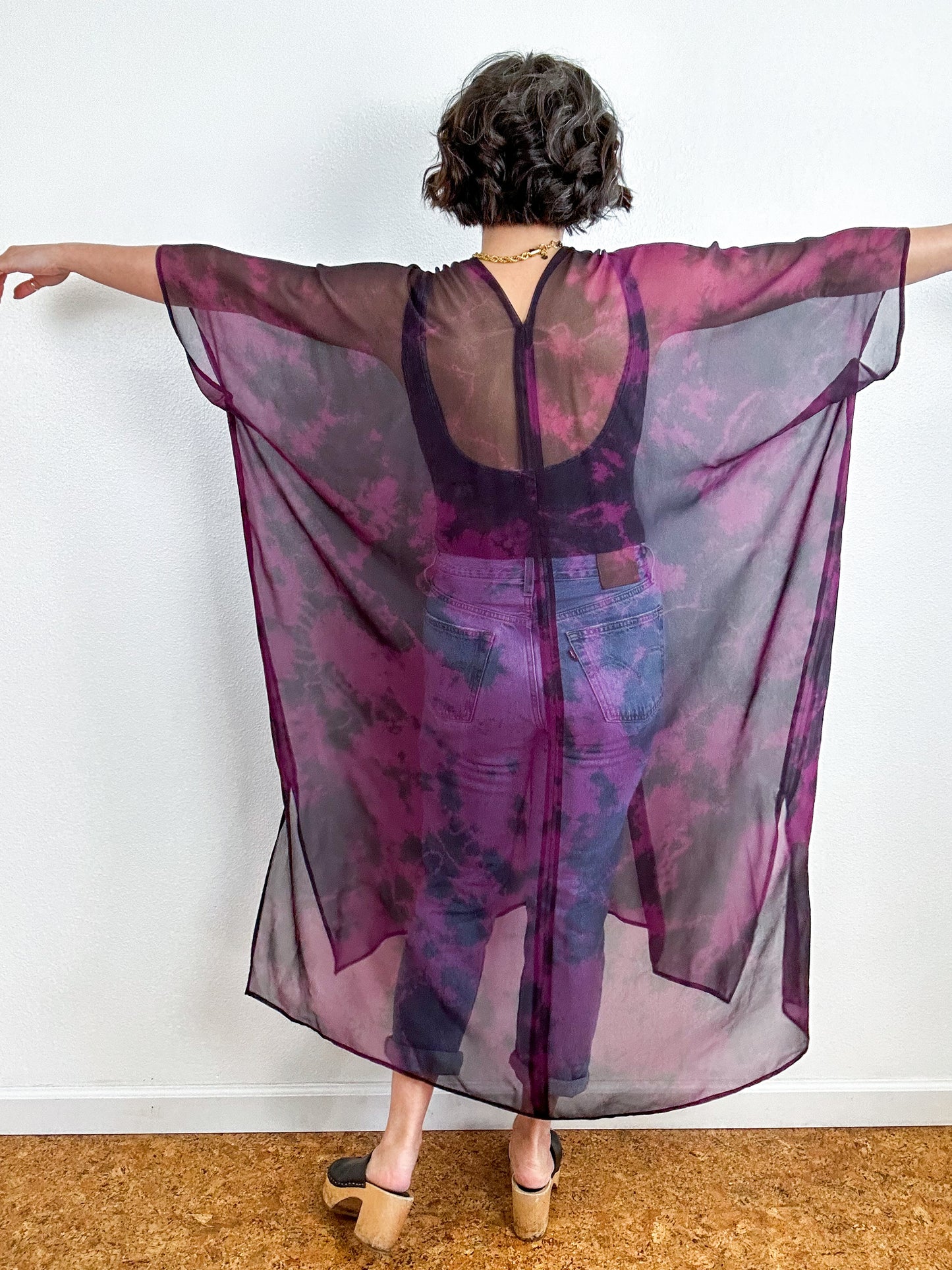 SILK Midi Caftan Dress Maroon Black Tie