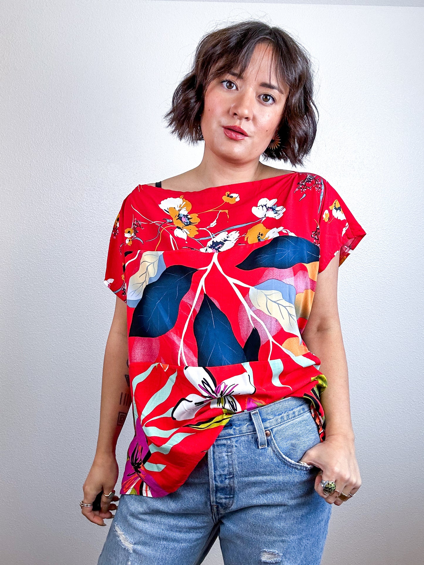 Scrappy Crop Red Floral Mix