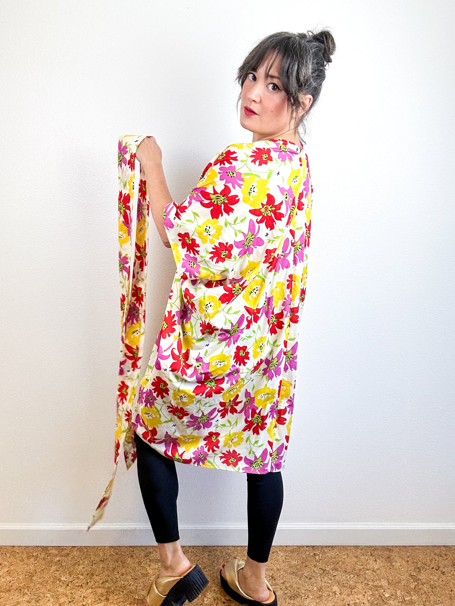 Print Duster Kimono Mini Ivory Lily Cotton Lawn