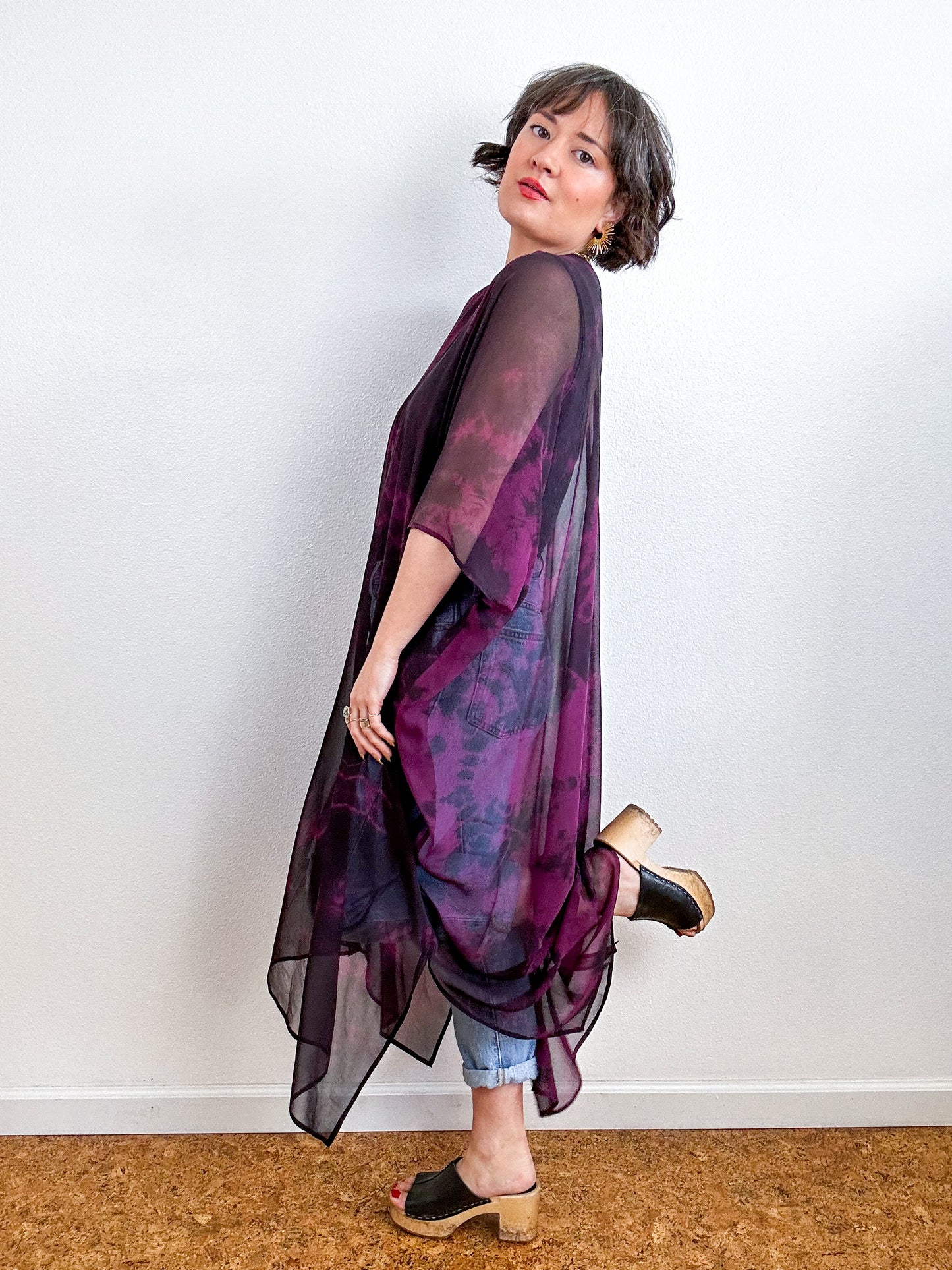 SILK Midi Caftan Dress Maroon Black Tie